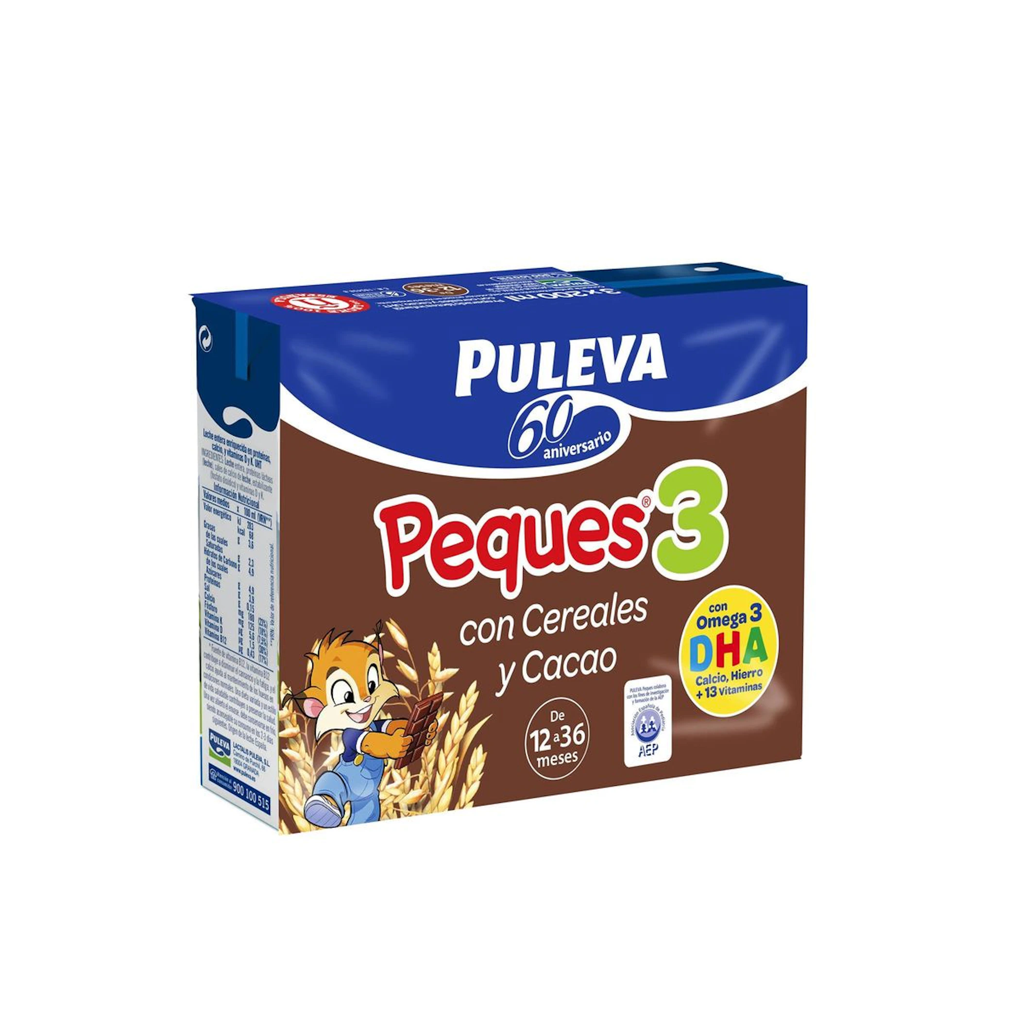 Leche De Crecimiento Peques 3 Cereales Y Cacao Puleva 3x200Ml 0