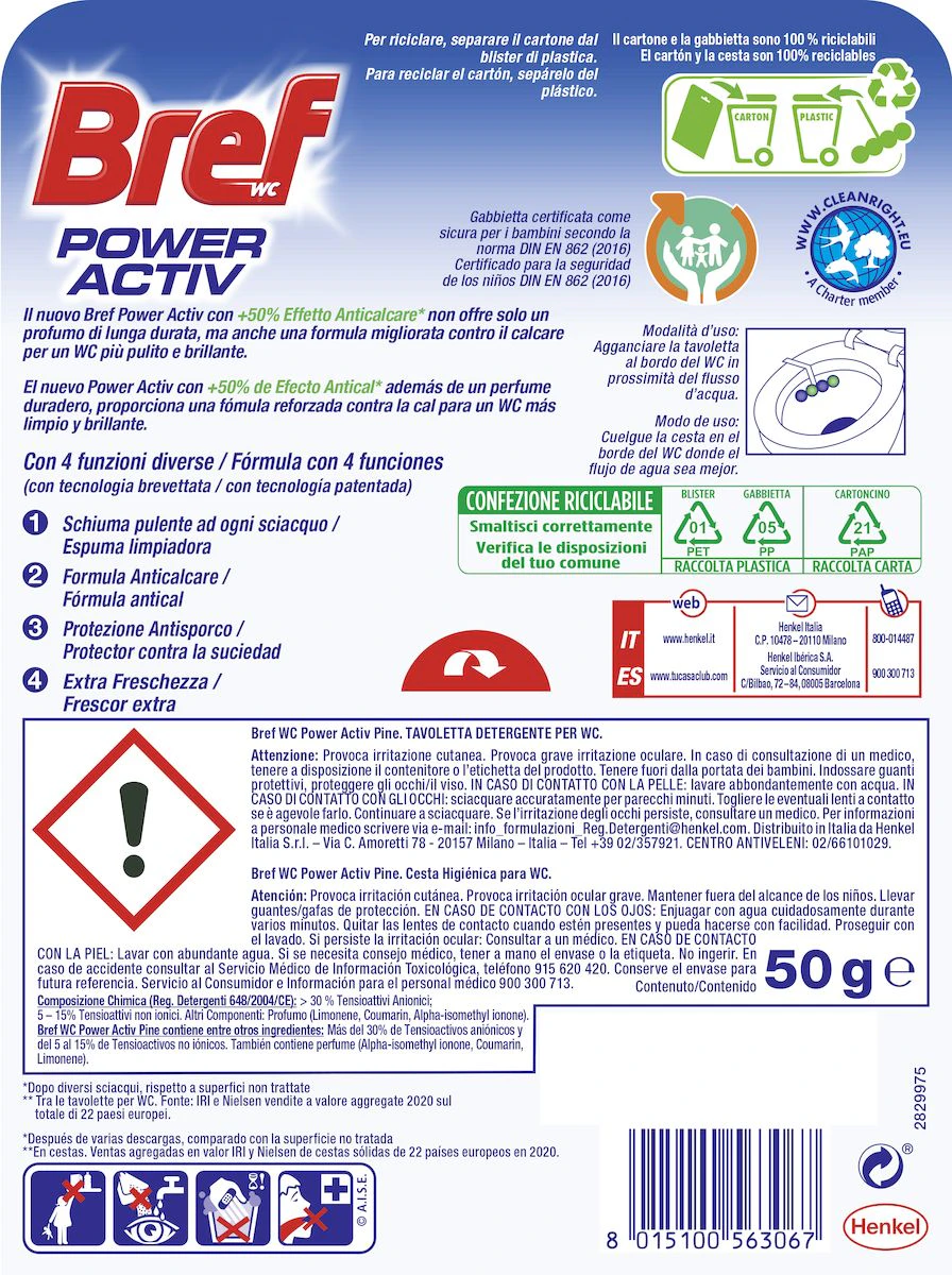 Desinfectante WC Colgador Power Activ Pine Forest Bref