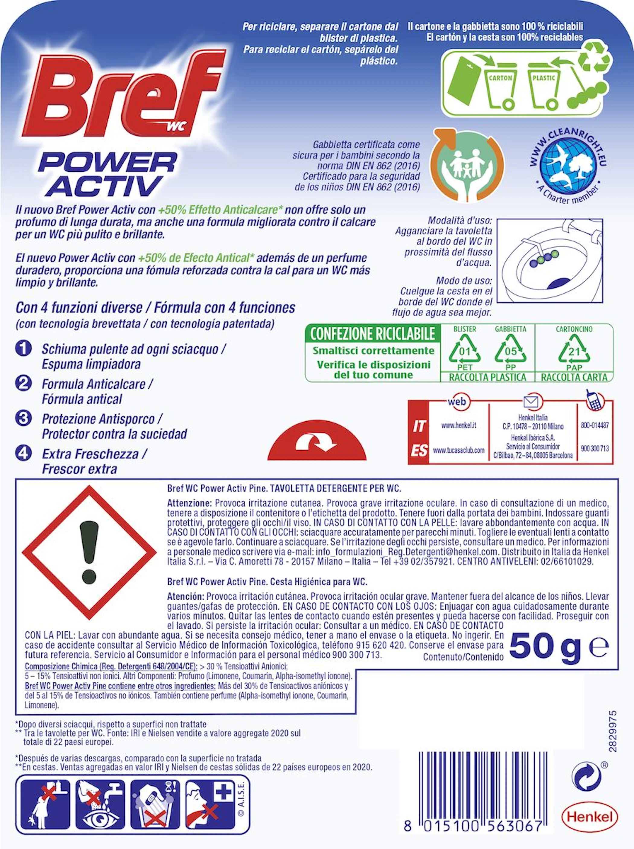 Desinfectante WC Colgador Power Activ Pine Forest Bref
