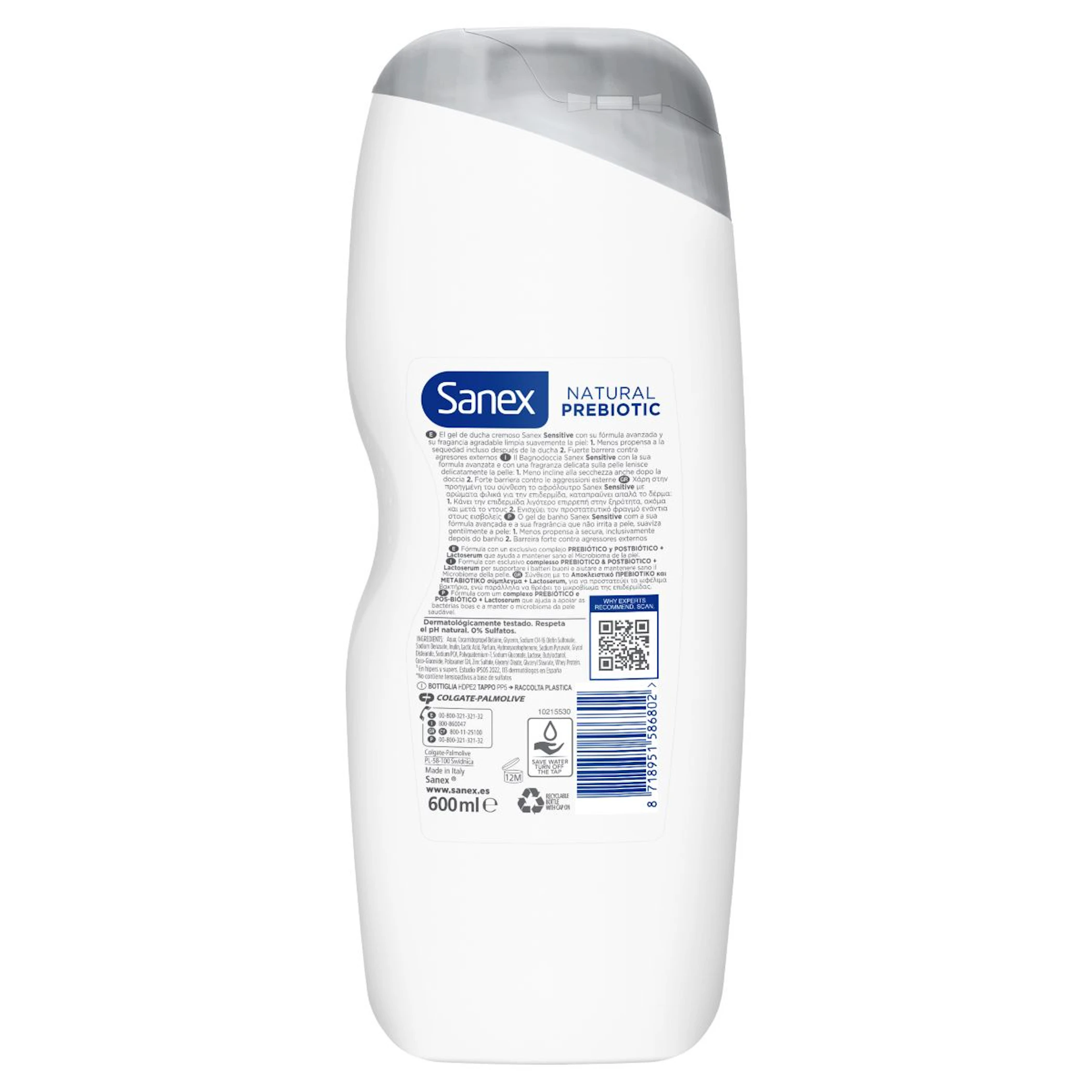Gel De Ducha Natural Prebiotic Sensitive Sanex 600Ml