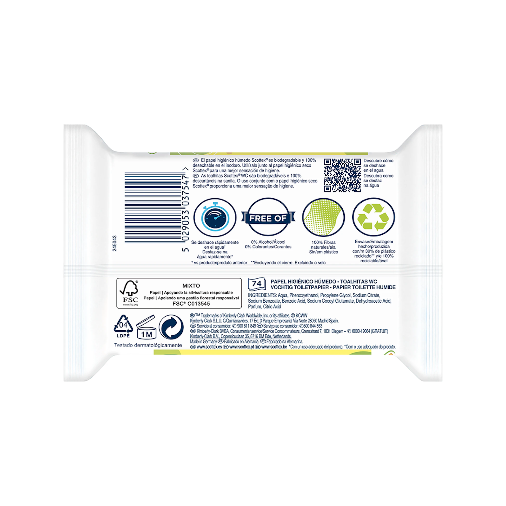 Papel Higiénico Húmido Kids Scottex 74 Unid.