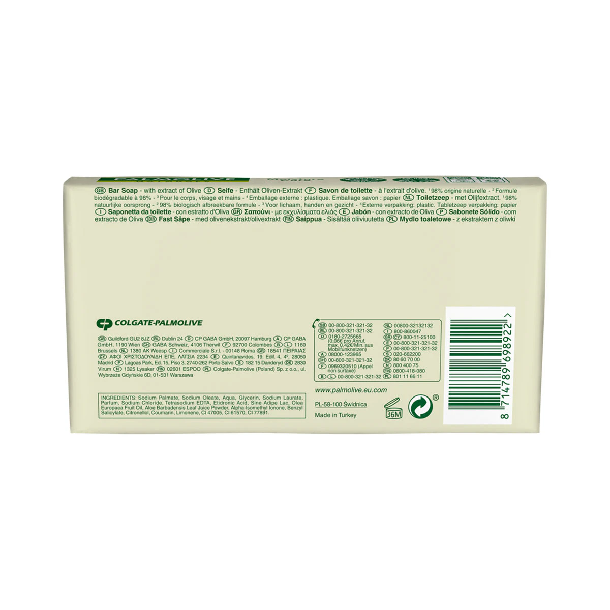 Jabón En Pastilla Naturals Oliva Y Leche Palmolive 3 Uds