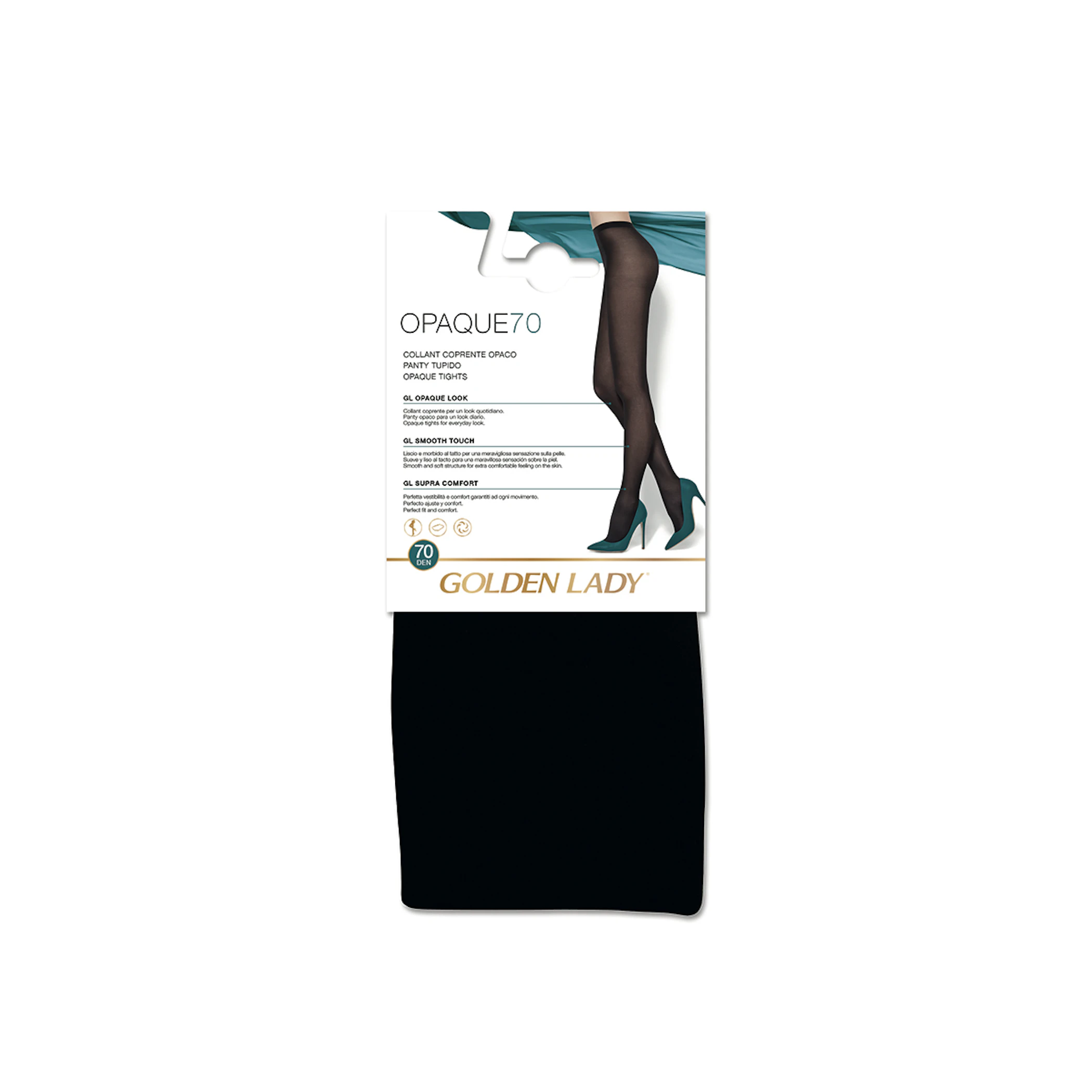 Panty Tupido Opaque 70 Den Golden Lady Negro Talla G4 0