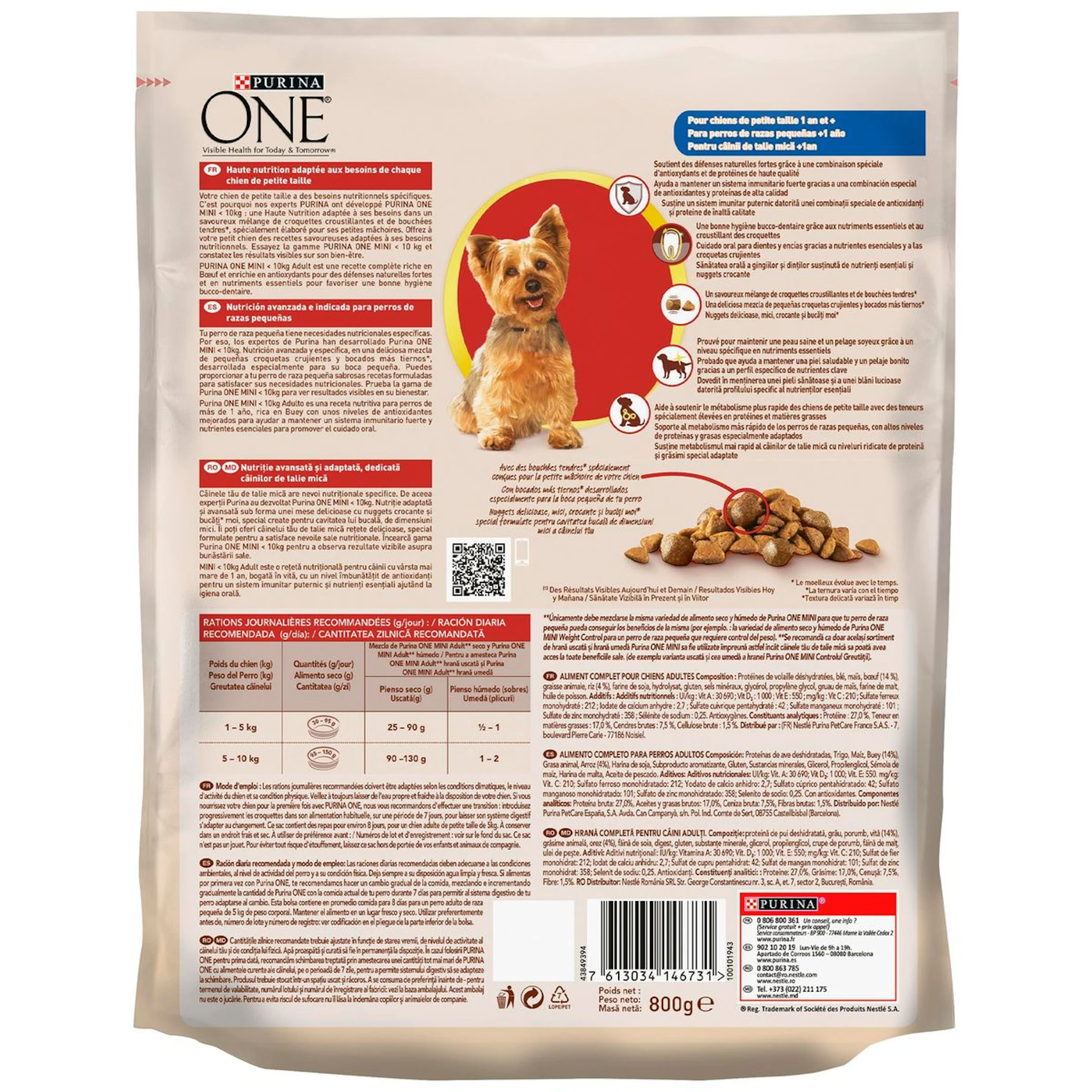Pienso Perros Adultos Mini Buey Purina One 800Gr