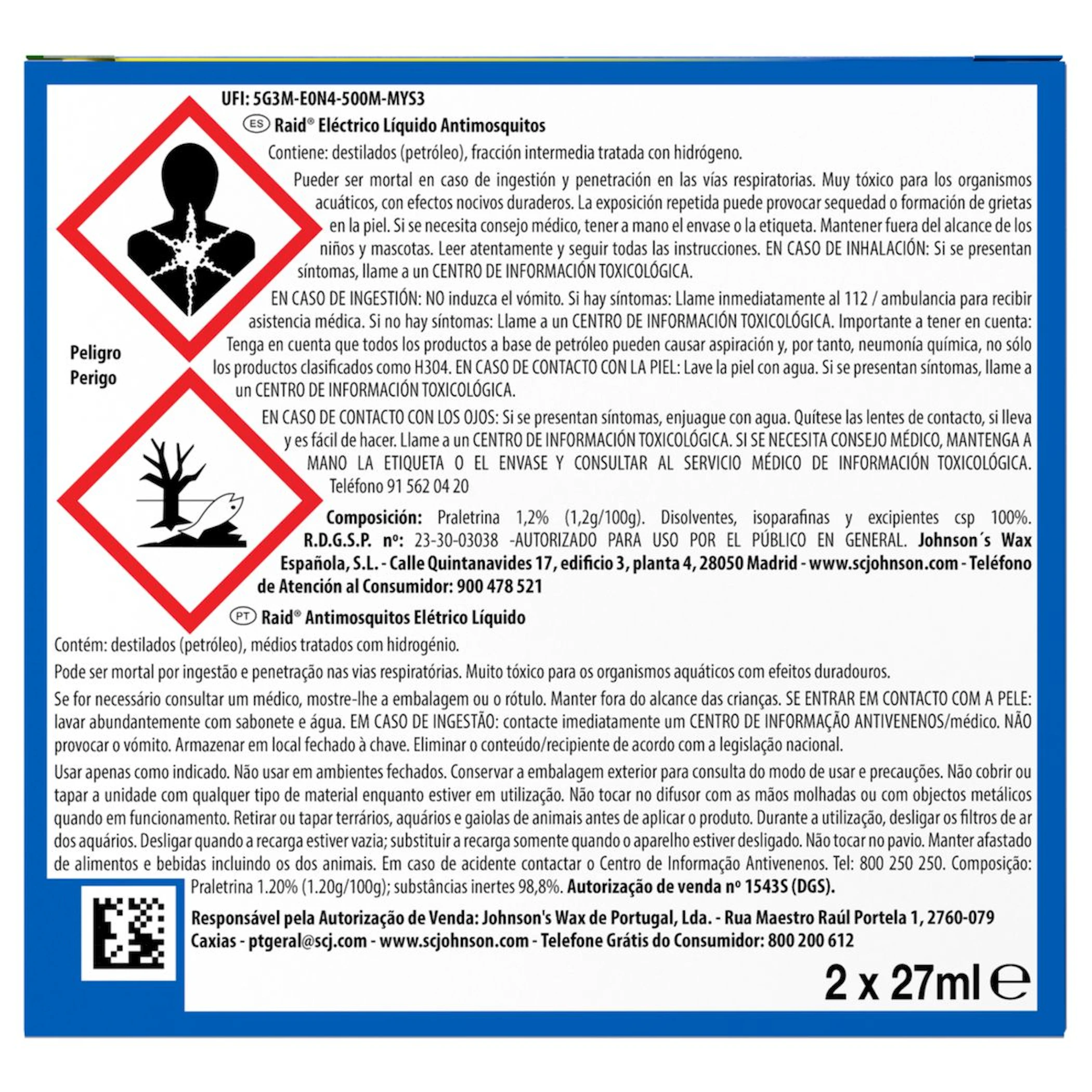 Recambio Insecticida Eléctrico Antimosquitos Raid 2 Uds