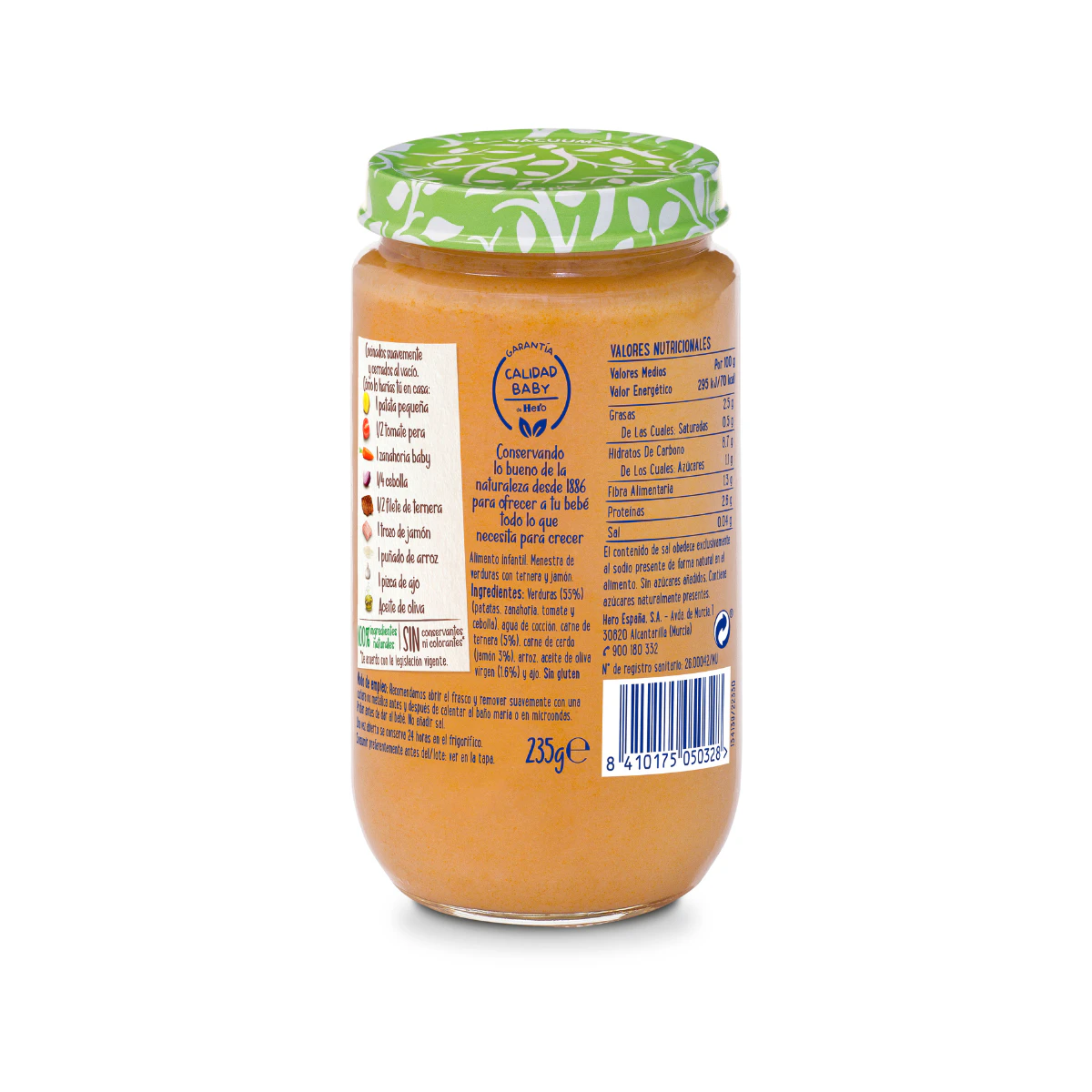 Tarrito Menestra Con Jamón Y Ternera Hero Baby 235 Gr