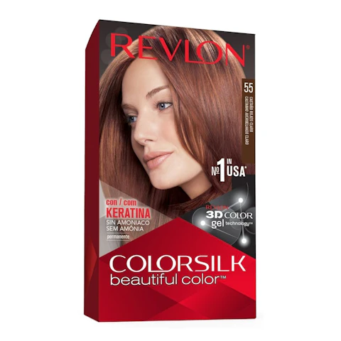 Tinte Permanente Sin Amoníaco Colorsilk Revlon N55 Castaño Rojizo Claro Rojizos y Caobas