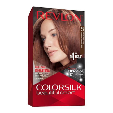 Tinte Permanente Sin Amoníaco Colorsilk Revlon N55 Castaño Rojizo Claro Rojizos y Caobas