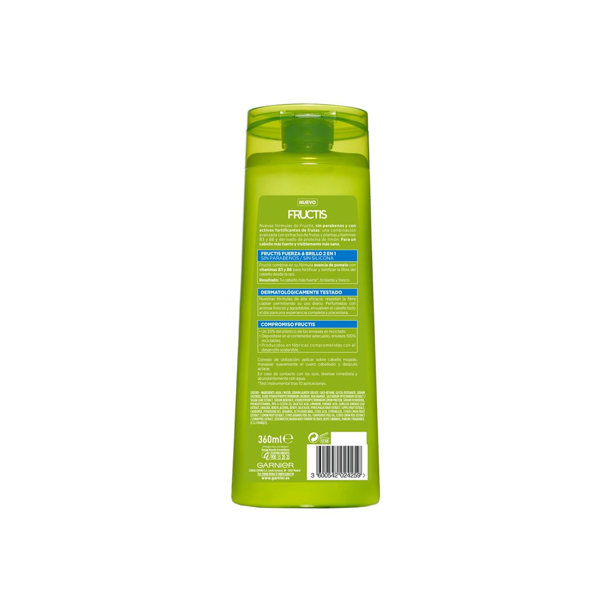 Champú Fortificante Fuerza & Brillo 2 En 1 Fructis 360Ml