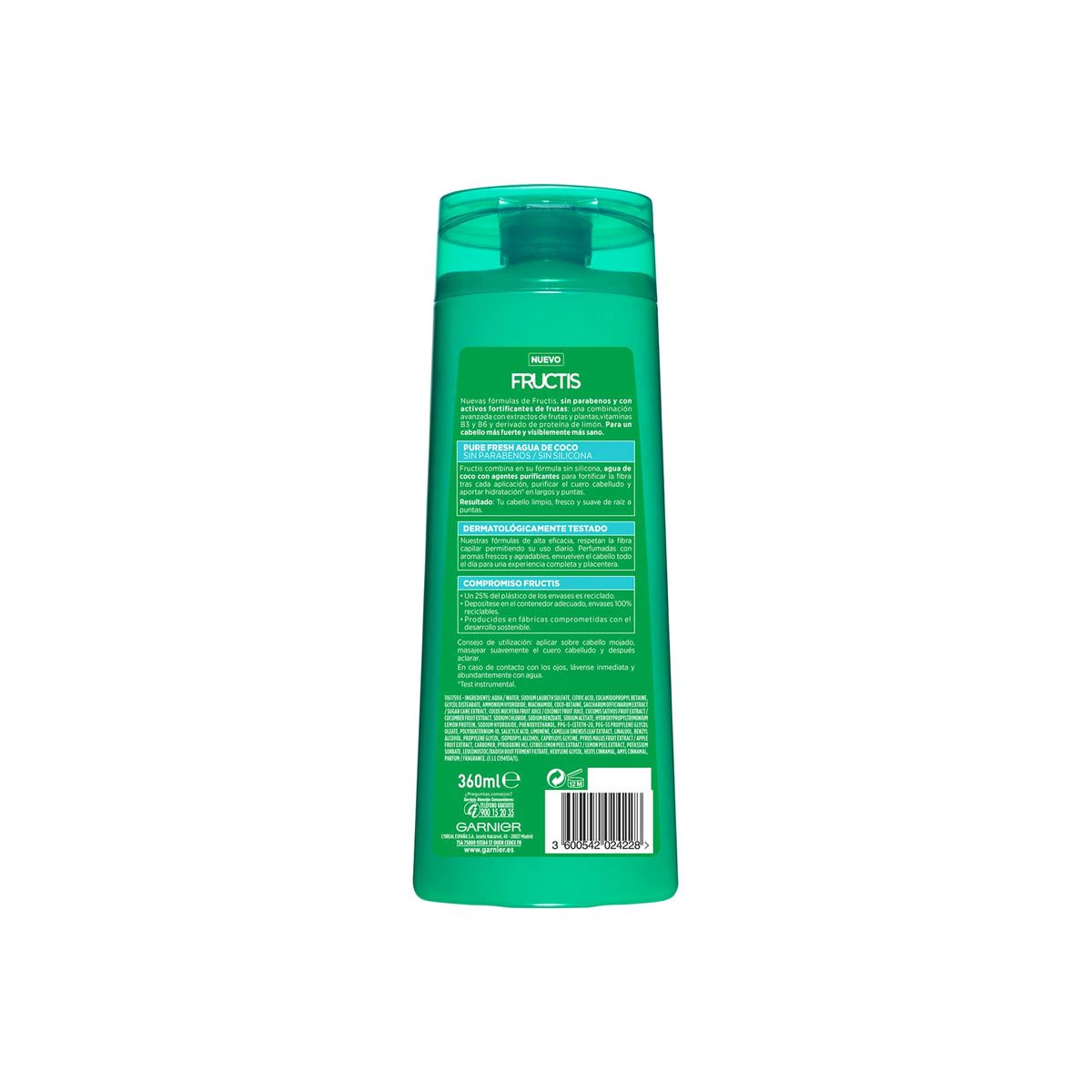 Champú Pure Fresh Agua De Coco Fructis 360Ml