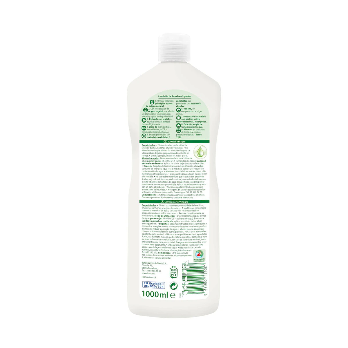 Limpador Anticalcário Com Vinagre Frosch 1 Lt