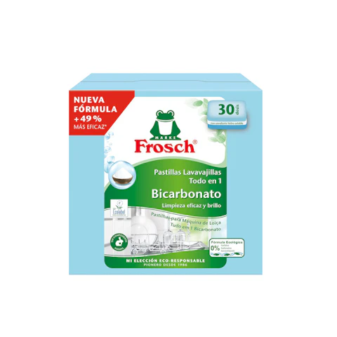 Detergente Lavavajillas Máquina Todo En Uno Bicarbonato Frosch 30 Cápsulas