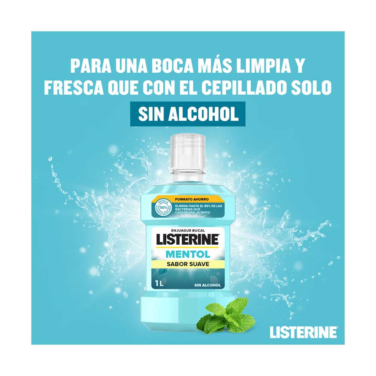 Enjuague Bucal Mentol Suave Listerine 1 Lt