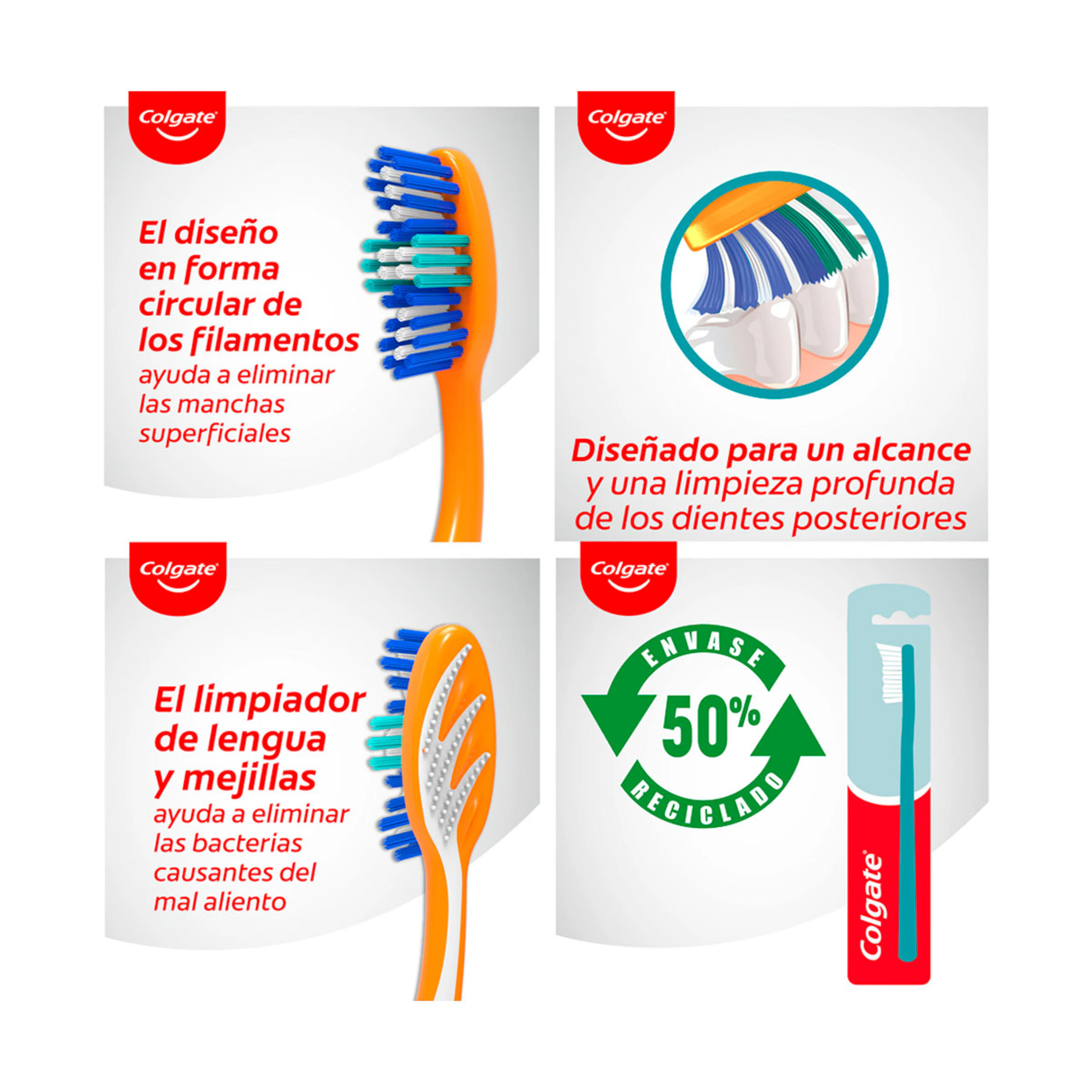 Cepillo De Dientes Triple Acción Medio Colgate 4 Uds