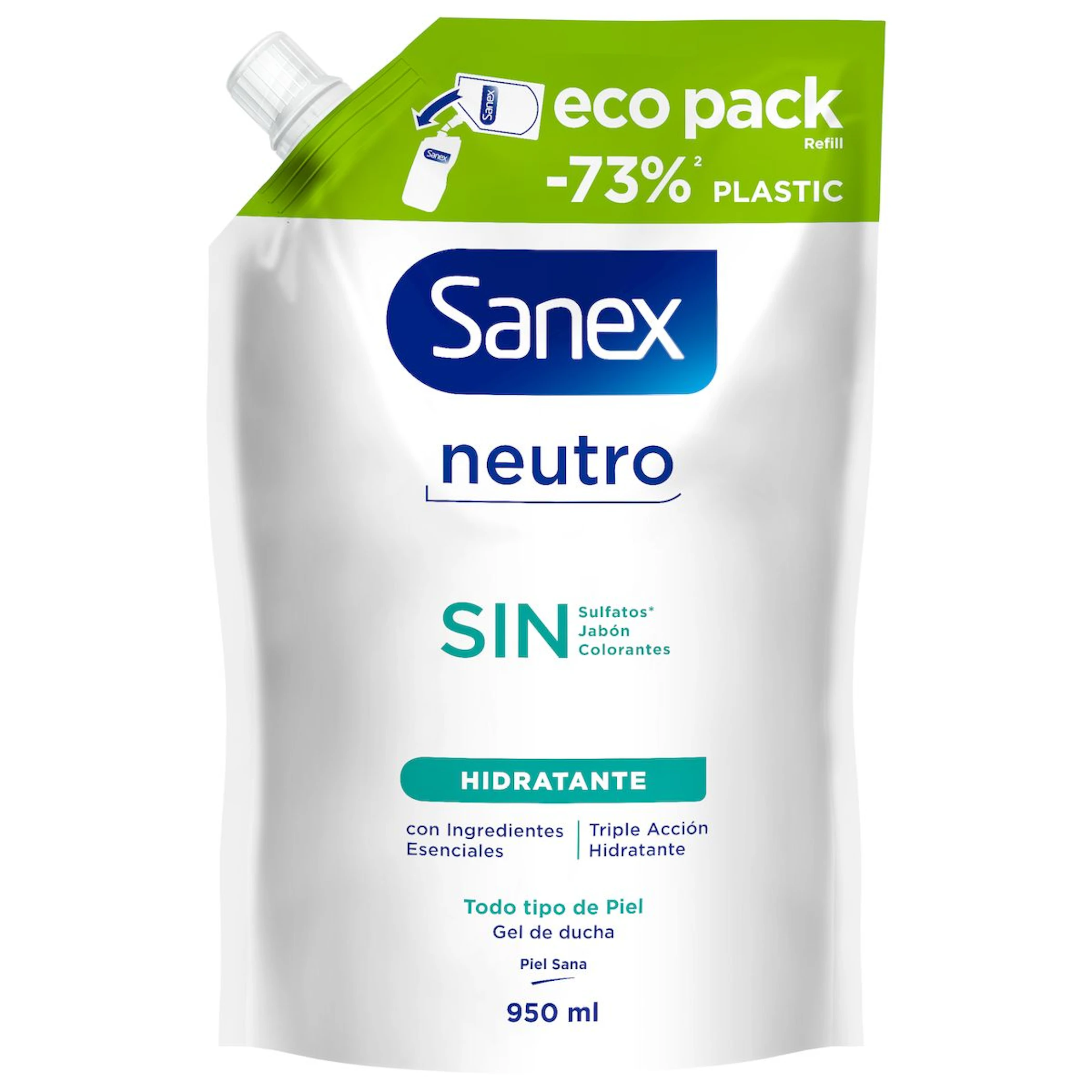 Gel De Banho Recarga Neutro SEM Hidratante Sanex 950Ml