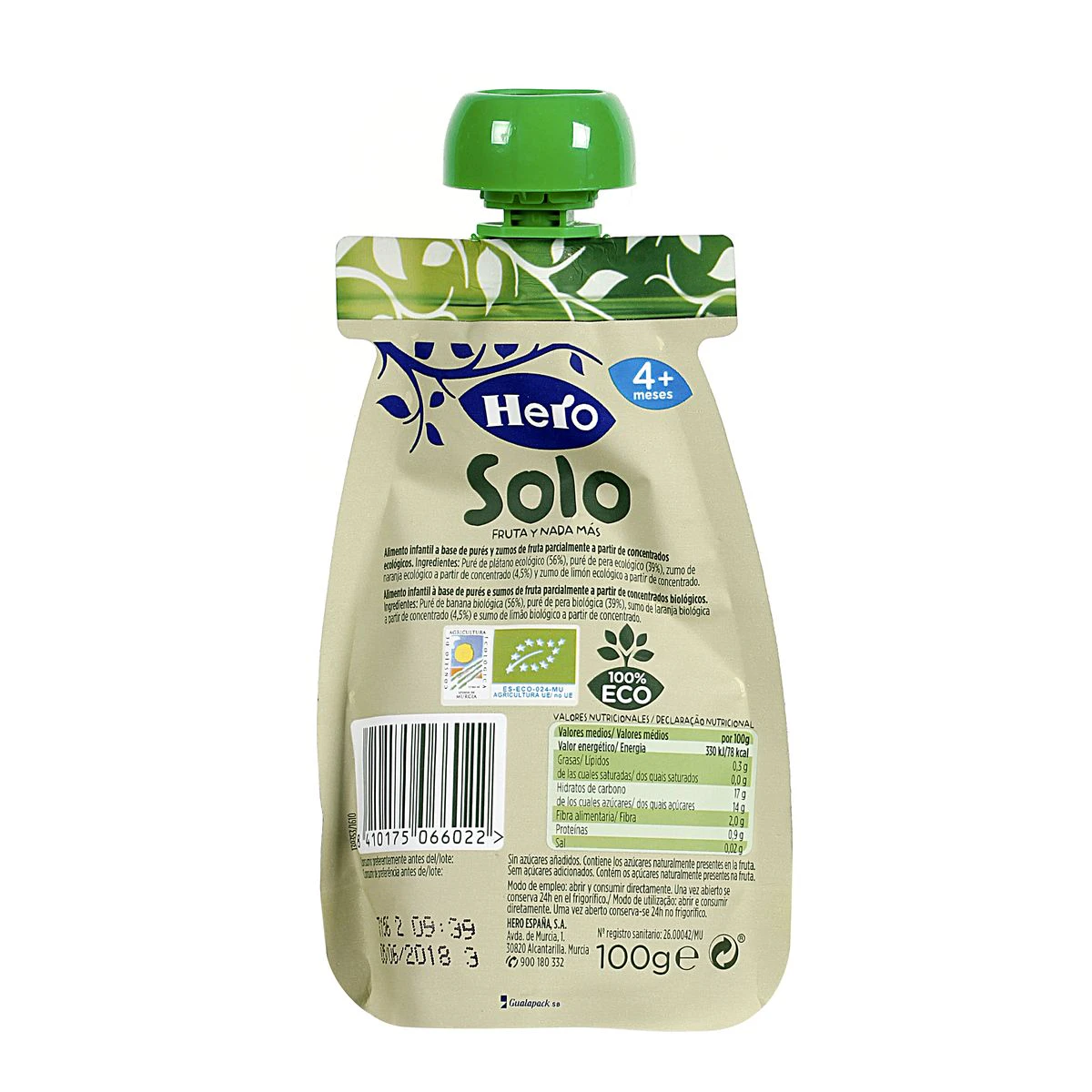 Saqueta Banana, Pera E Laranja Hero Solo 100 Gr