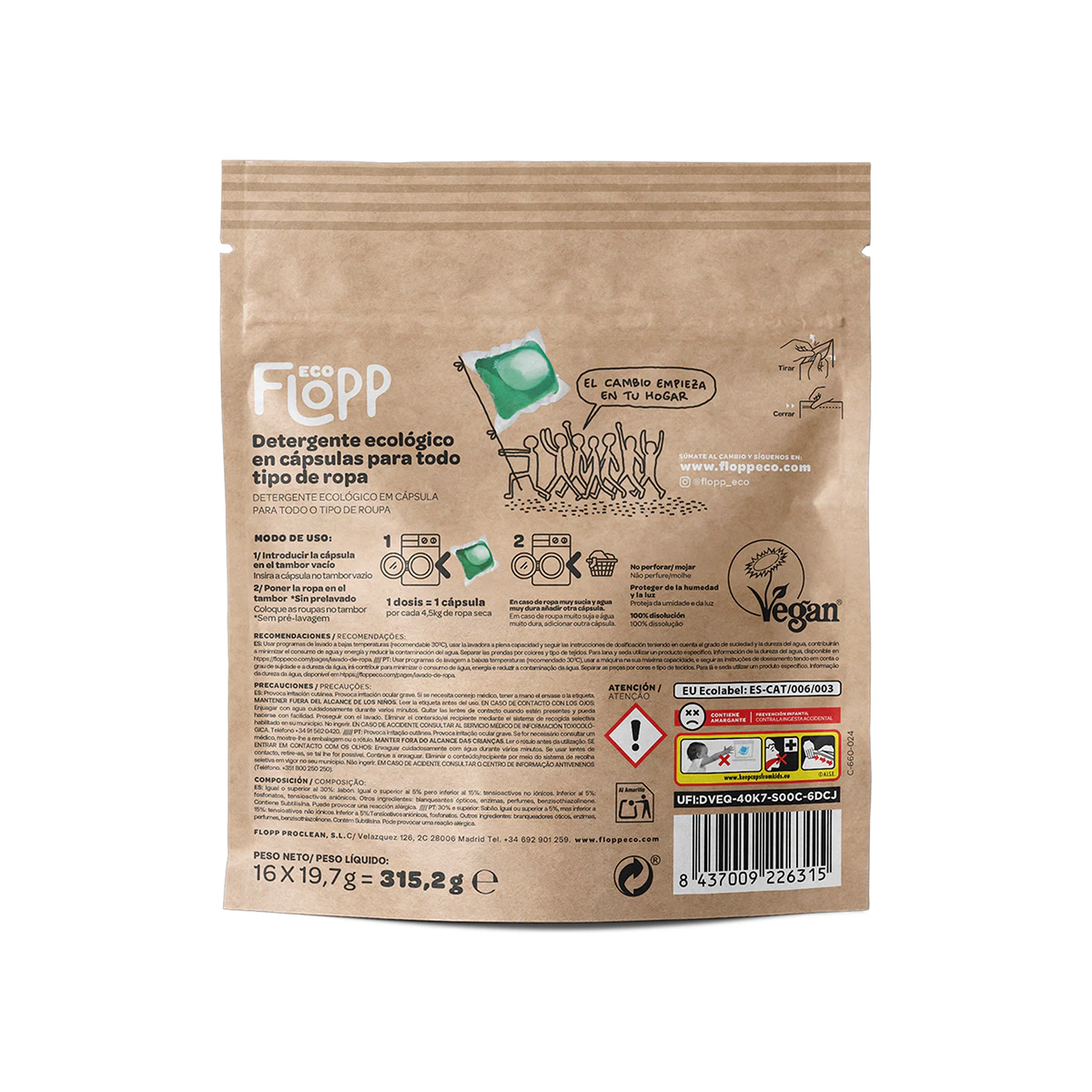 Detergente Em Cápsulas Ecológico Flopp 16 Lv