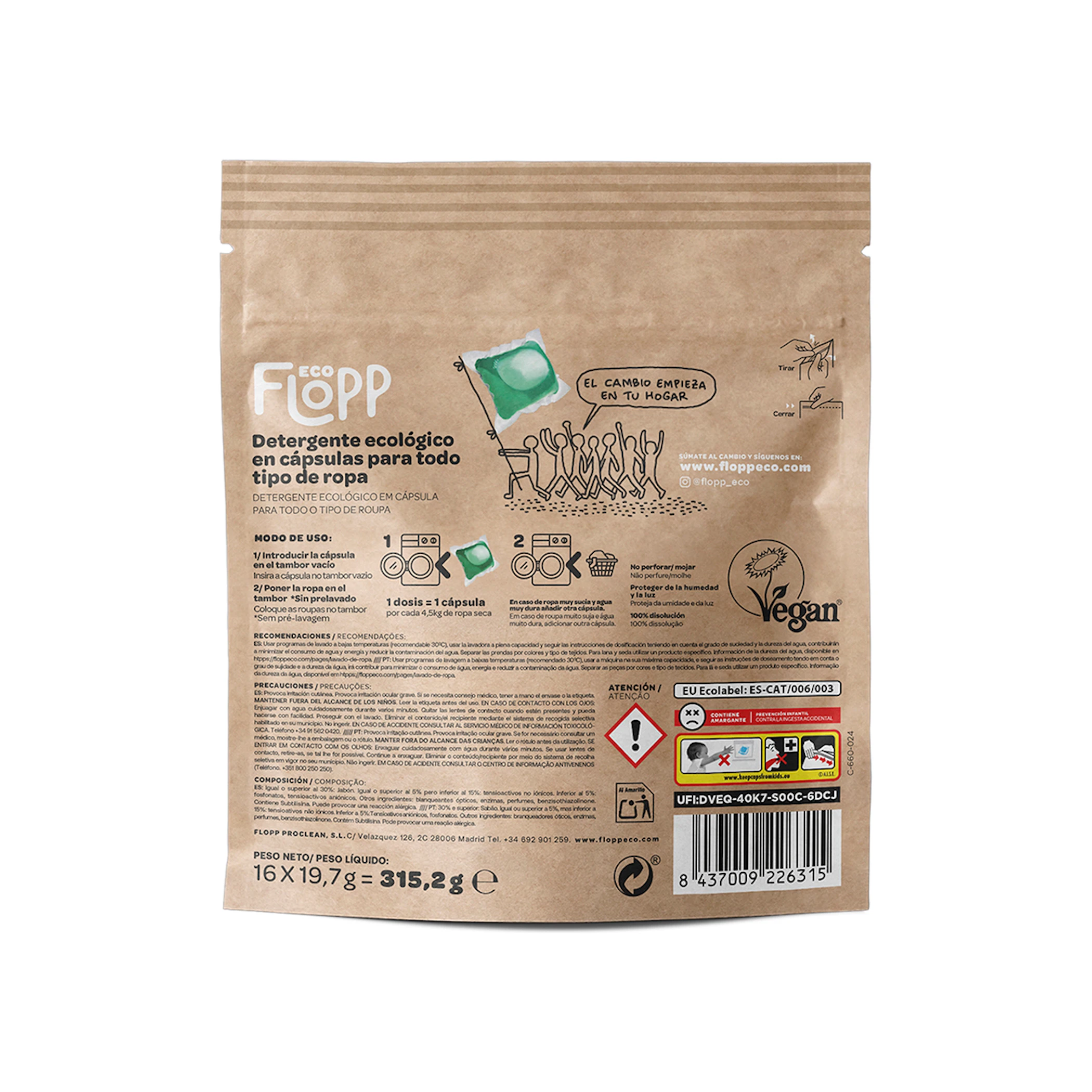 Detergente Em Cápsulas Ecológico Flopp 16 Lv