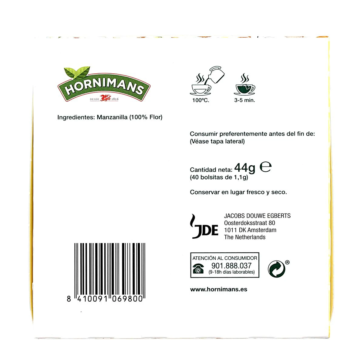 Infusión Manzanilla Hornimans 40 Uds