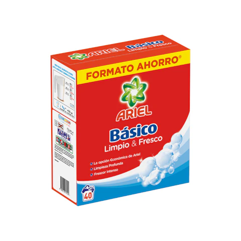 Detergente En Polvo Básico Ariel 40 Lavados