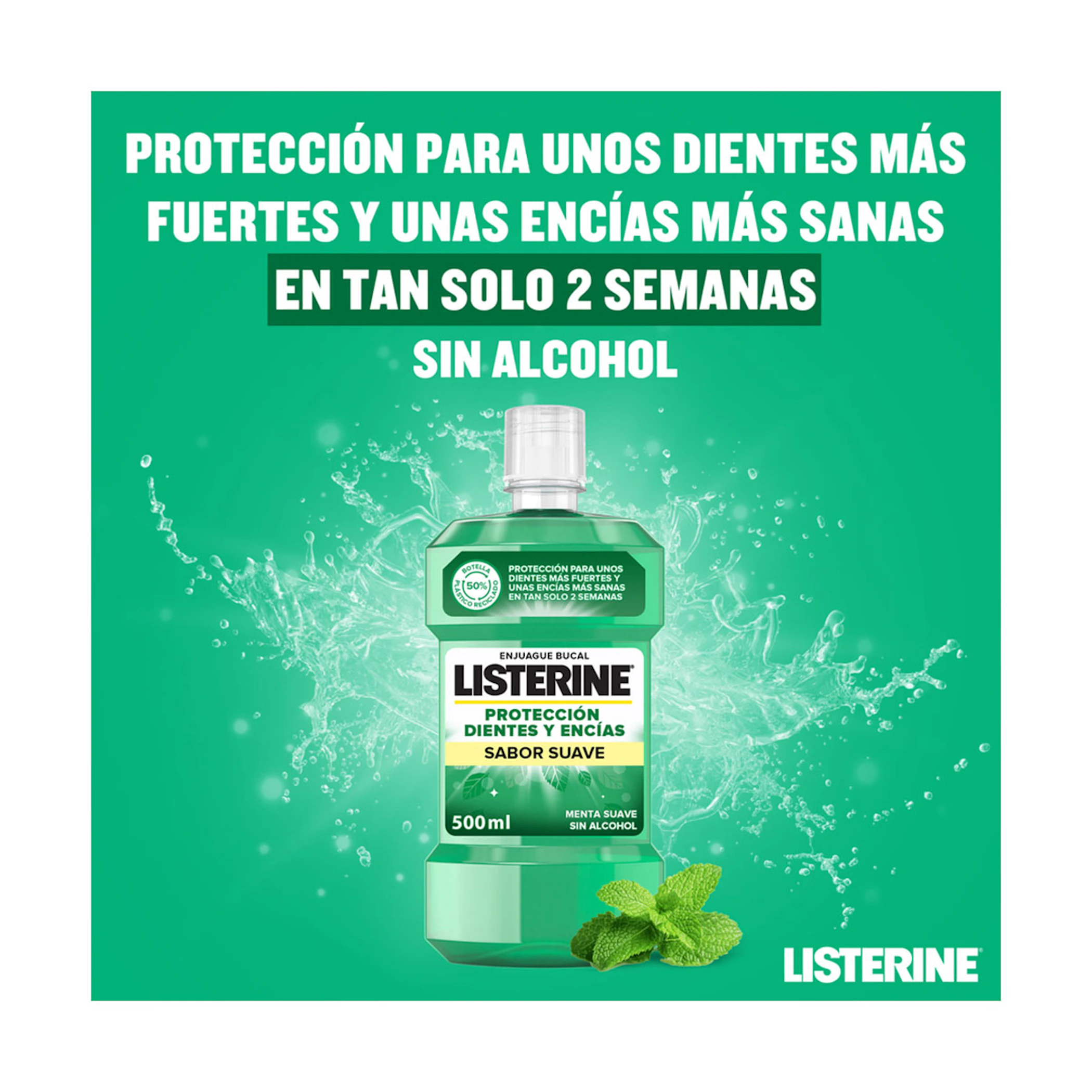 Enjuague Bucal Protección Dientes Y Encías Sabor Suave Listerine 500Ml