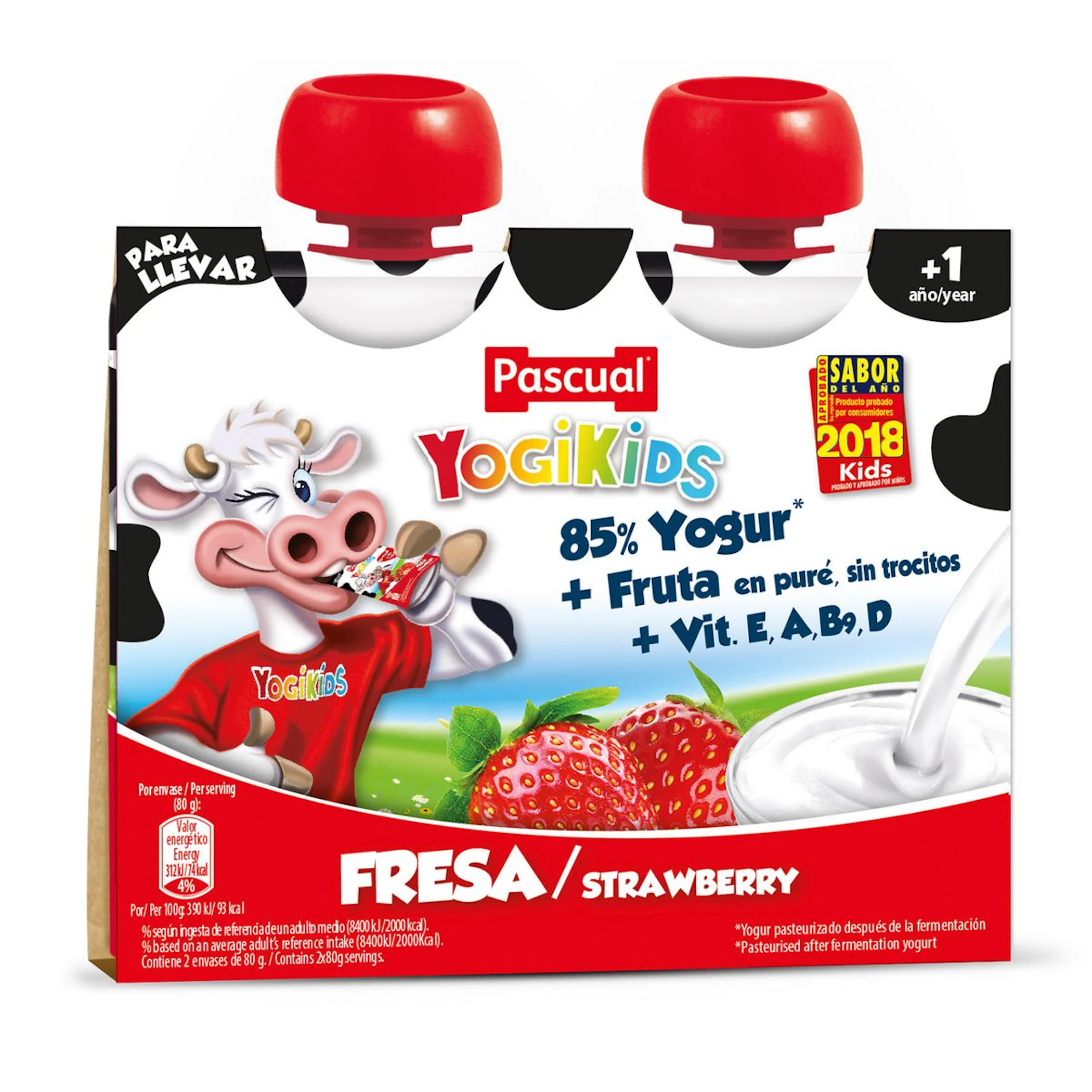 Yogur Yogikids Fresa Pascual 2x80Gr 0