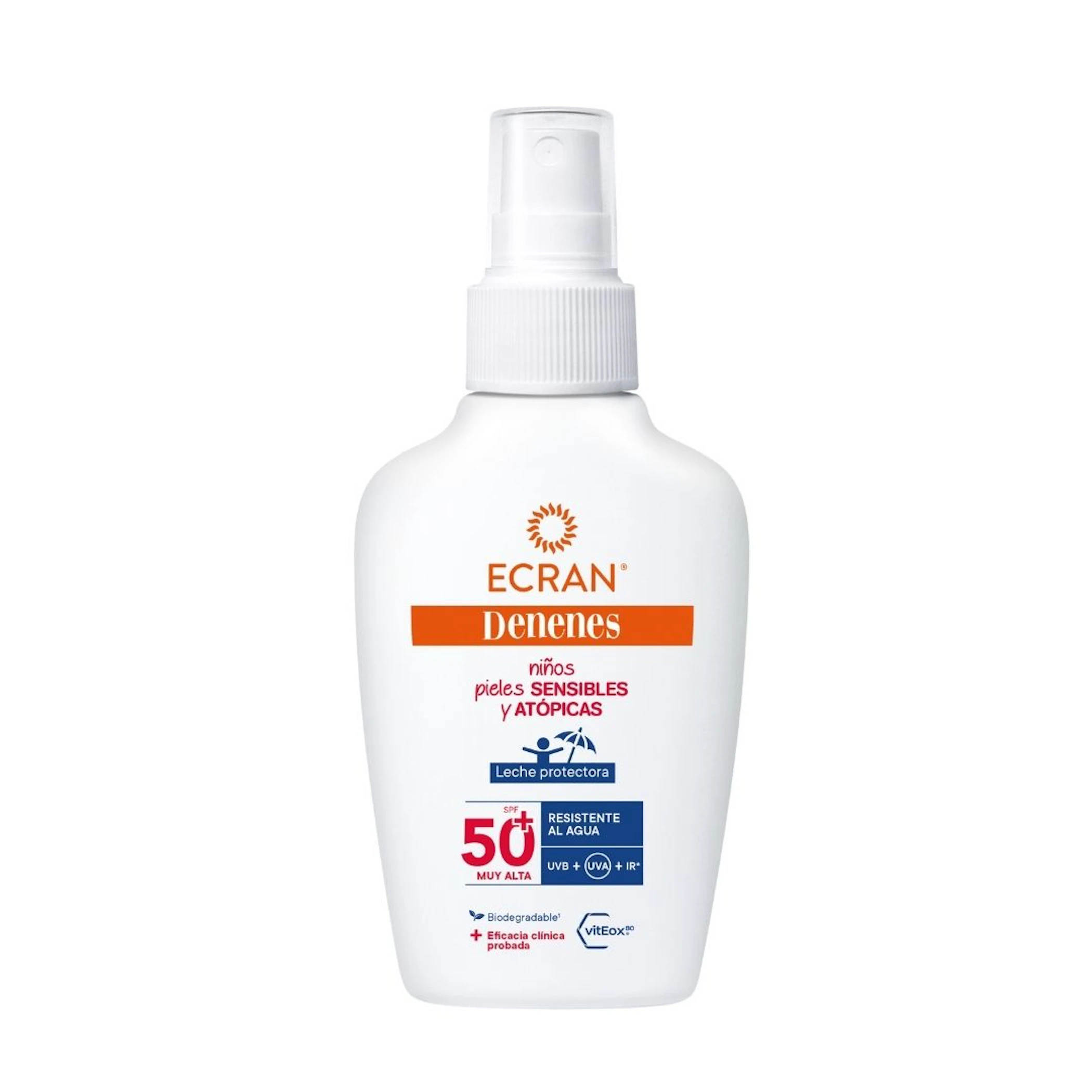 Leche Solar Spray Infantil Piel Sensible Y Atópica SPF 50+ Ecran Denenes 100Ml 0