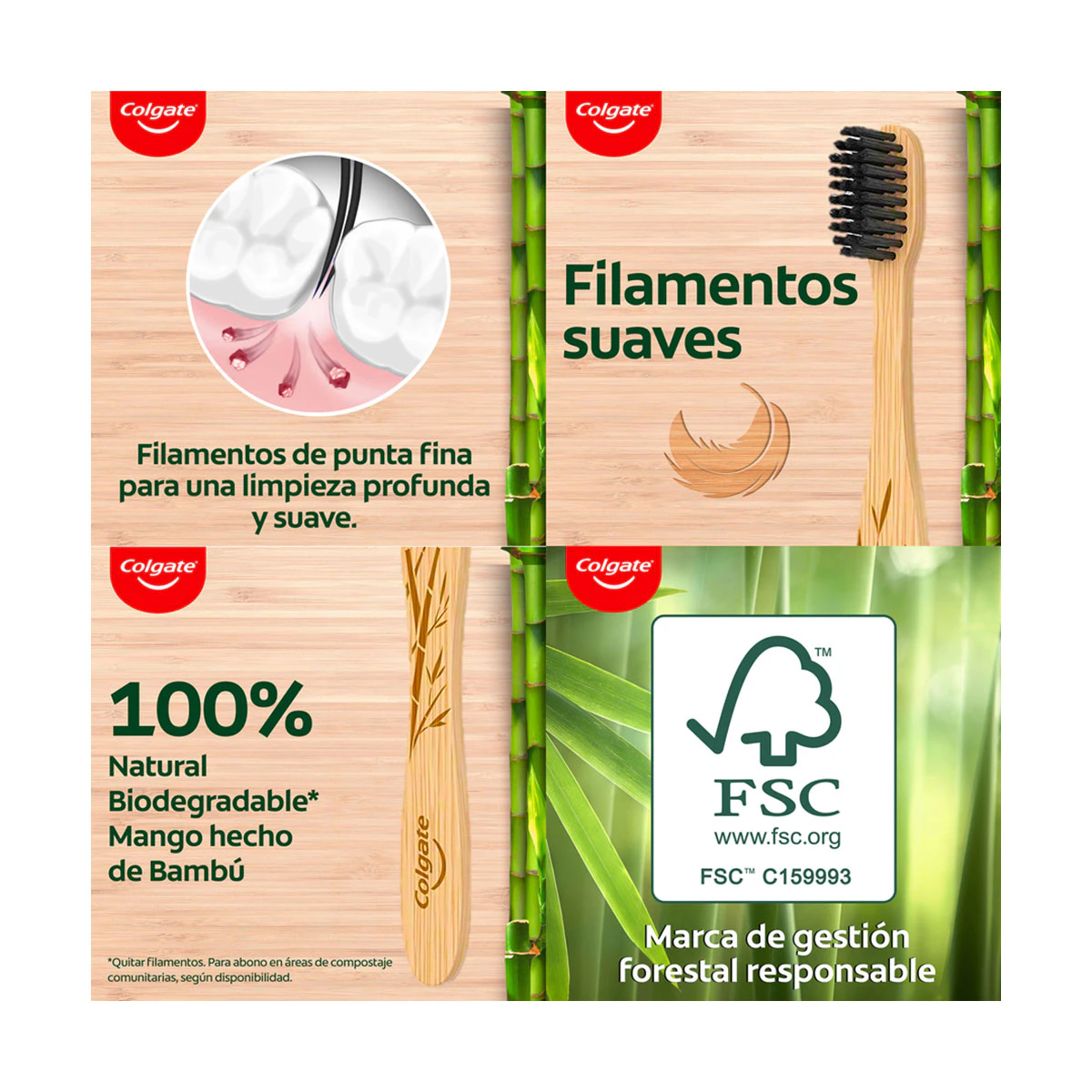 Escova De Dentes Suave Bambu Carvão Colgate