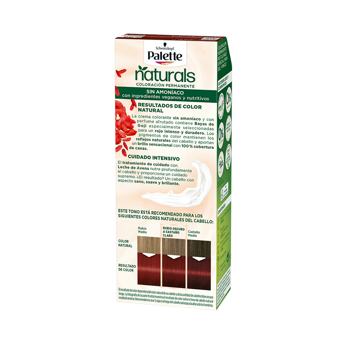 Tinte Permanente Sin Amoníaco Naturals Palette Tonos Cobrizos/Rojos