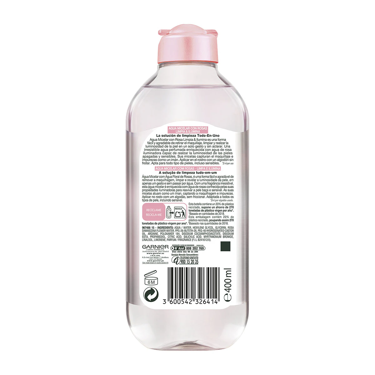 Agua Micelar Con Rosas Garnier 400Ml
