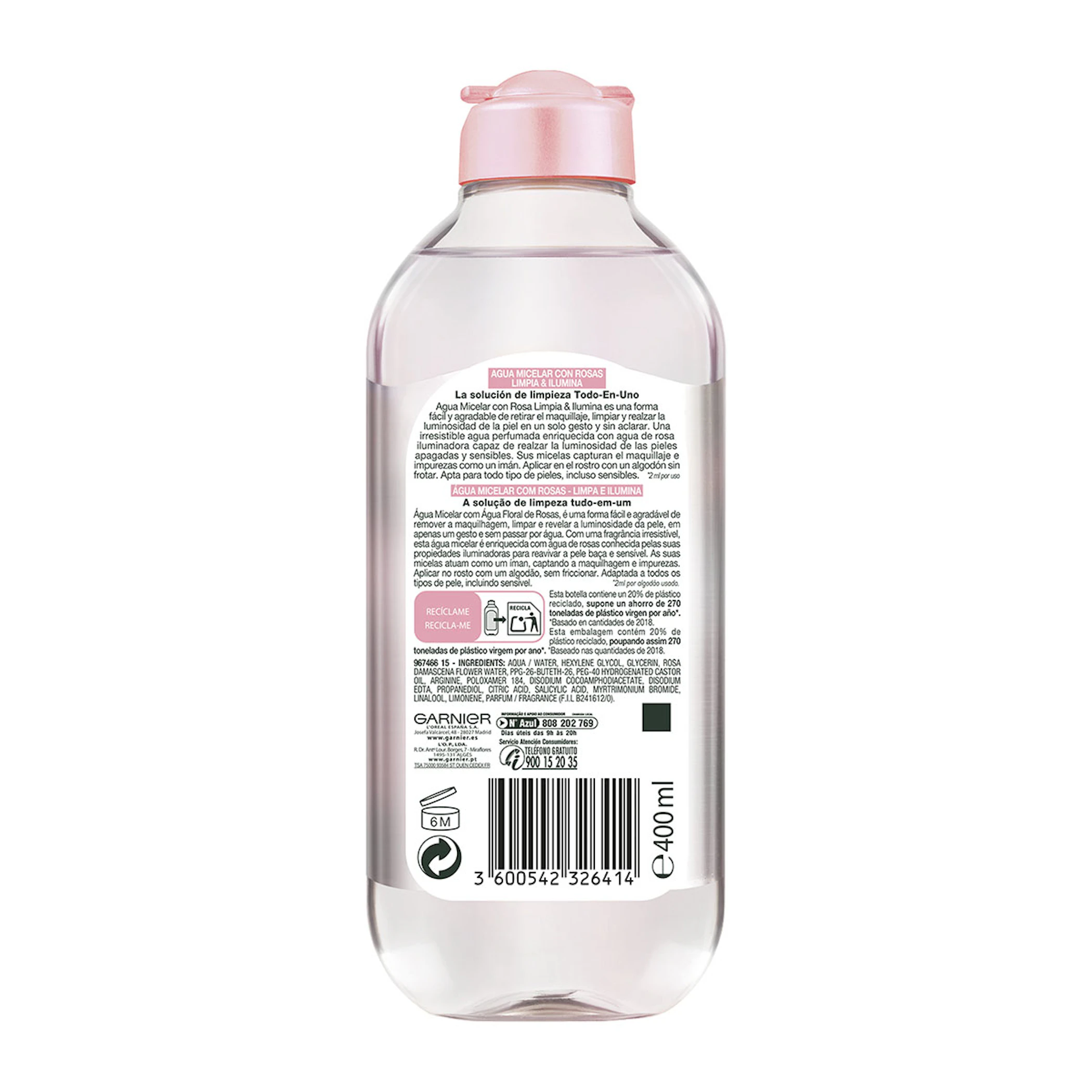 Agua Micelar Con Rosas Garnier 400Ml