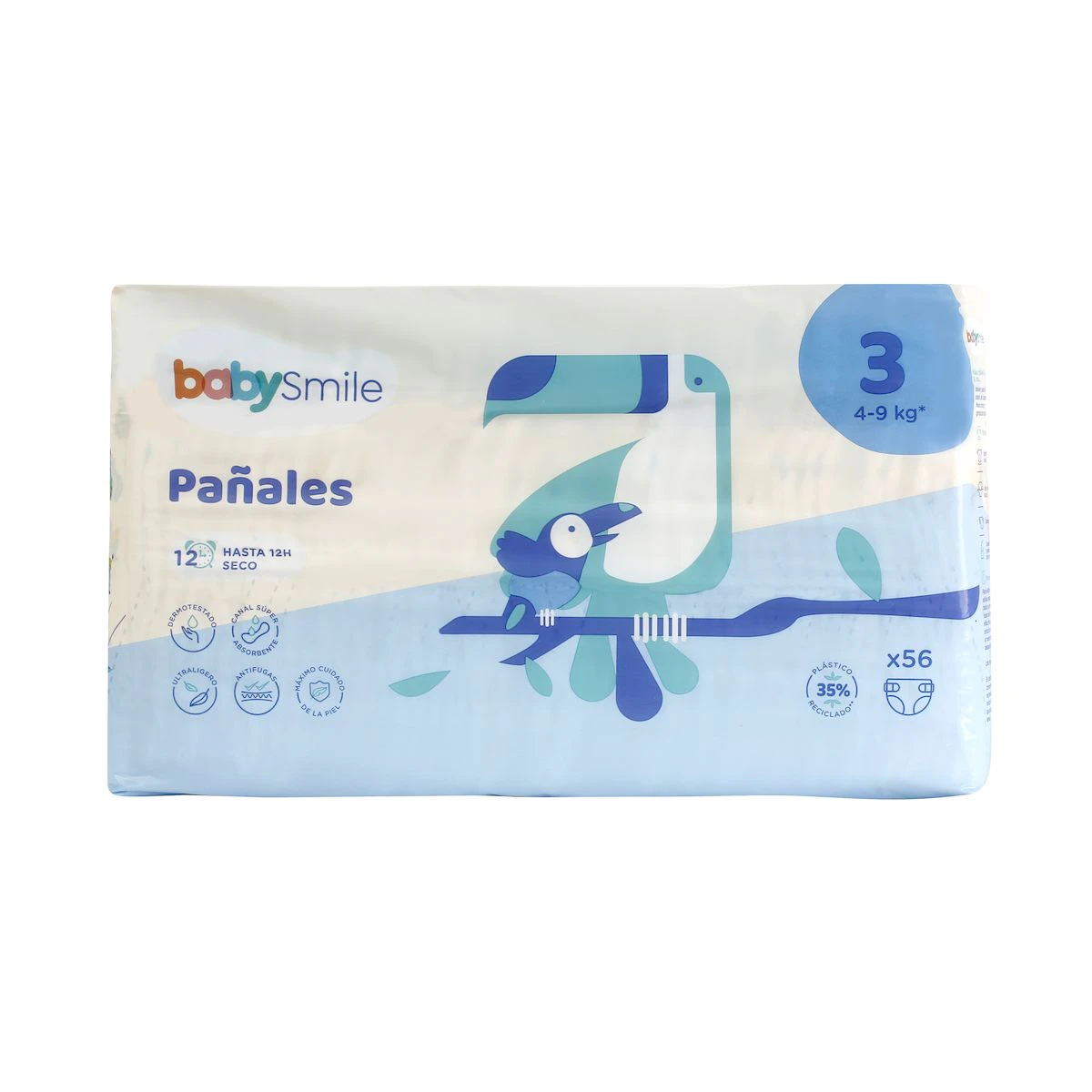 Fraldas Tamanho 3 (4-9 Kg) BabySmile 56 unid.