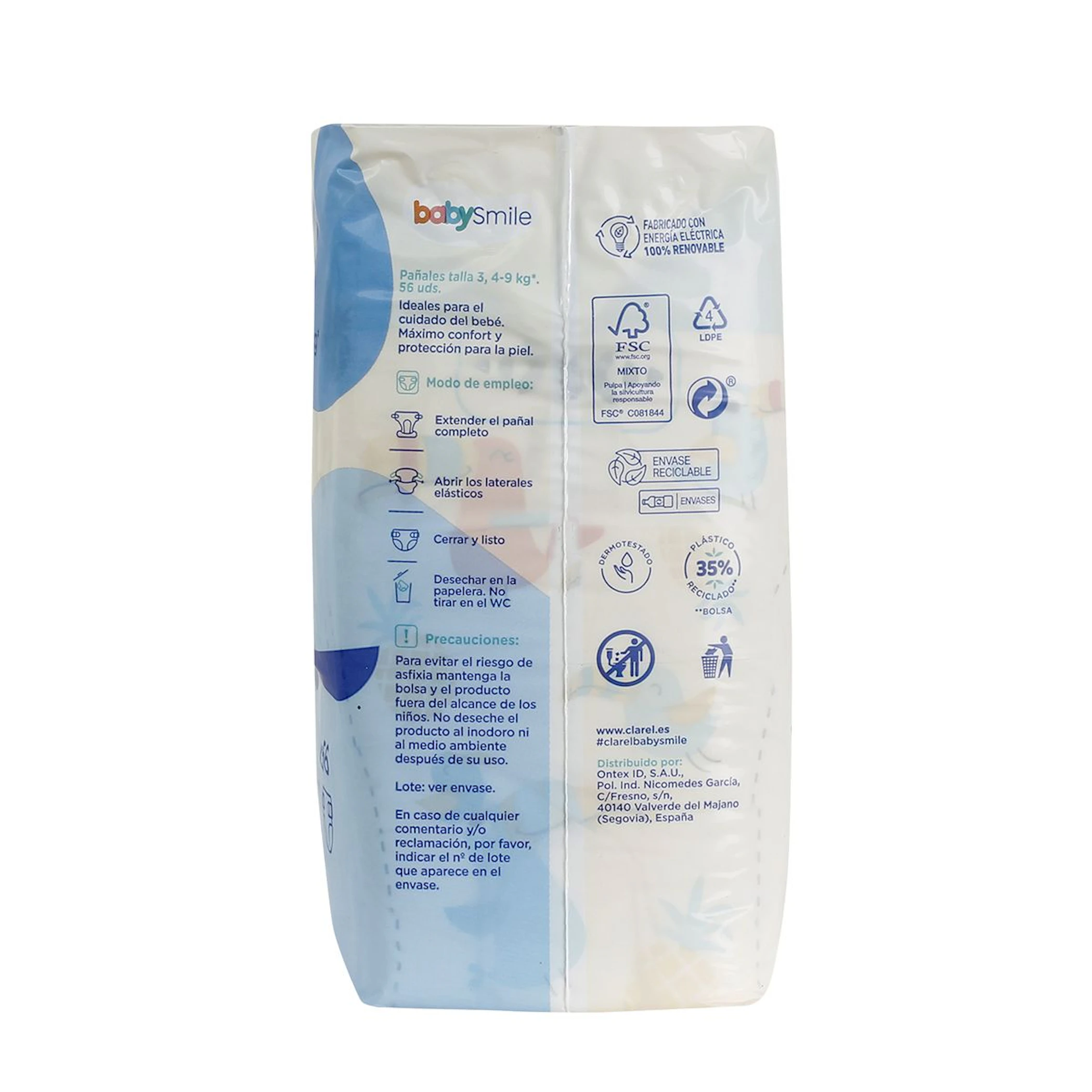 Fraldas Tamanho 3 (4-9 Kg) BabySmile 56 unid.