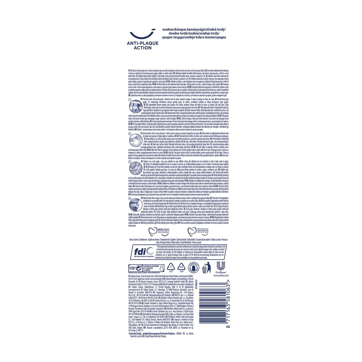 Cepillo De Dientes Anti-Plaque Action Medio Signal 4 Uds