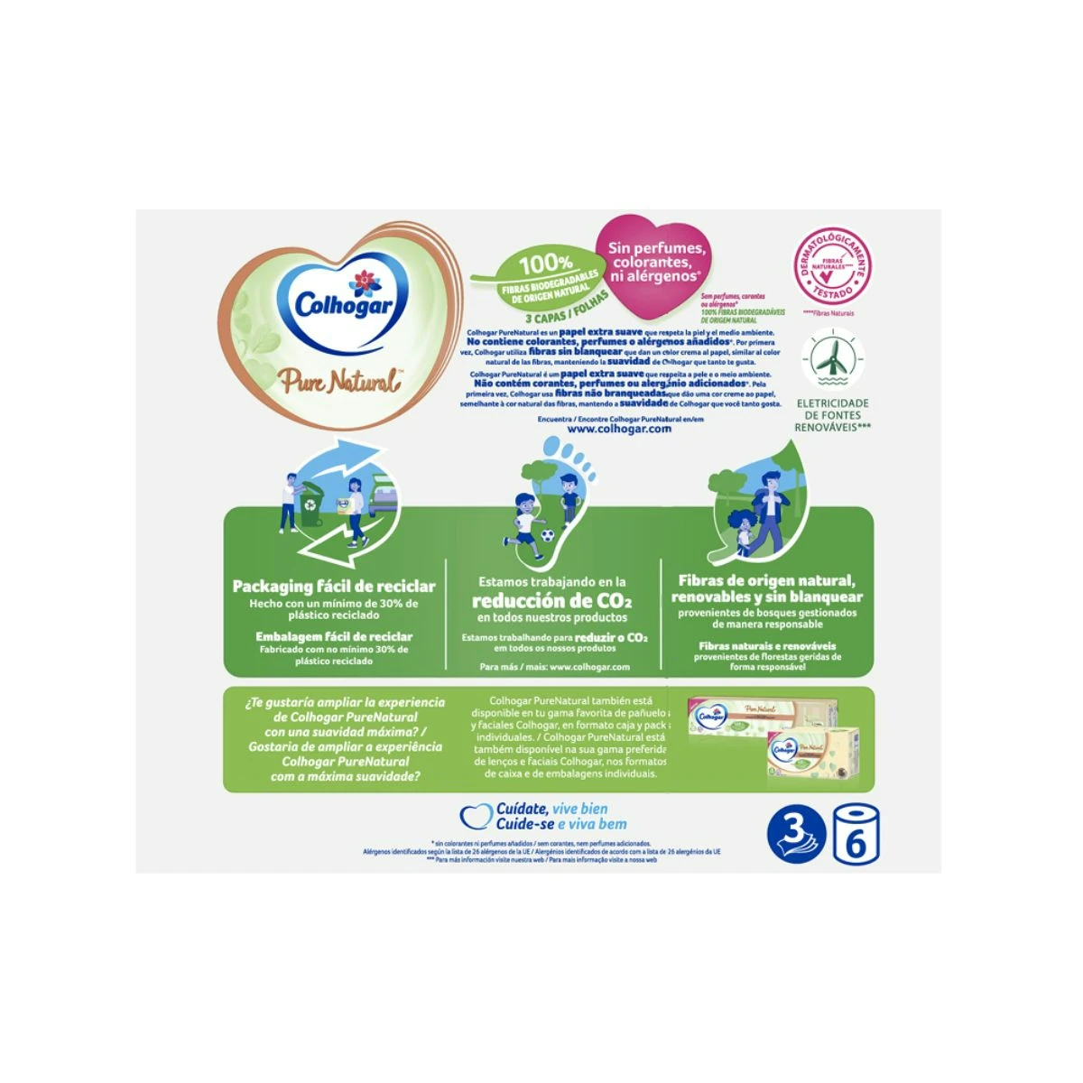 Papel Higiénico Pure Natural Colhogar 6 Uds