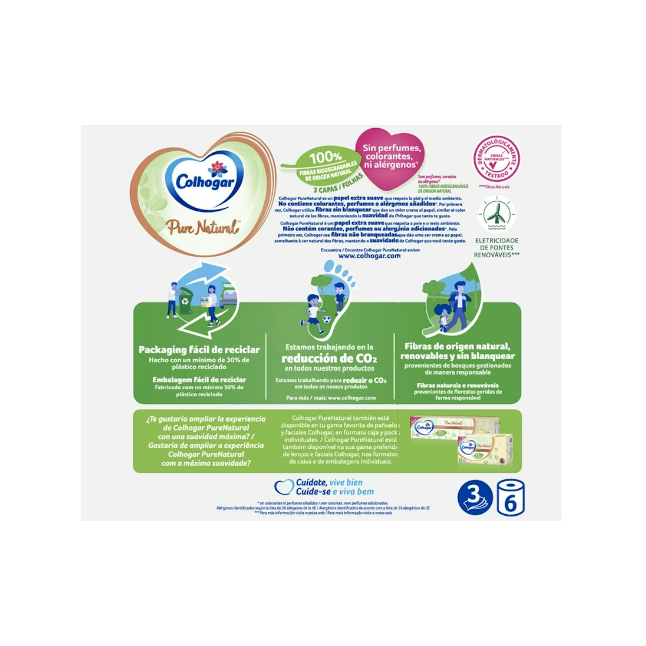 Papel Higiénico Pure Natural Colhogar 6 Uds