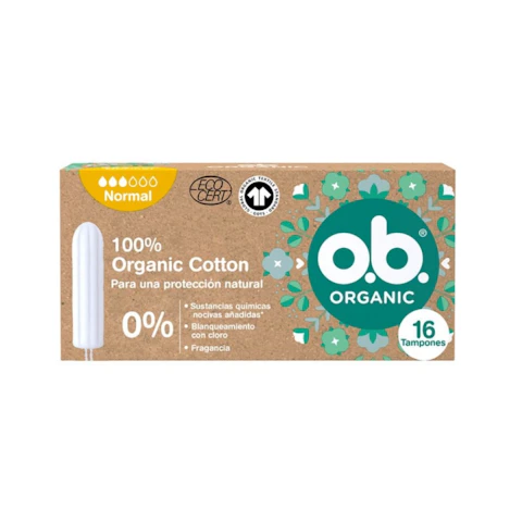 Tampones 100% Organicos Tamaño Normal O.B 16 Uds