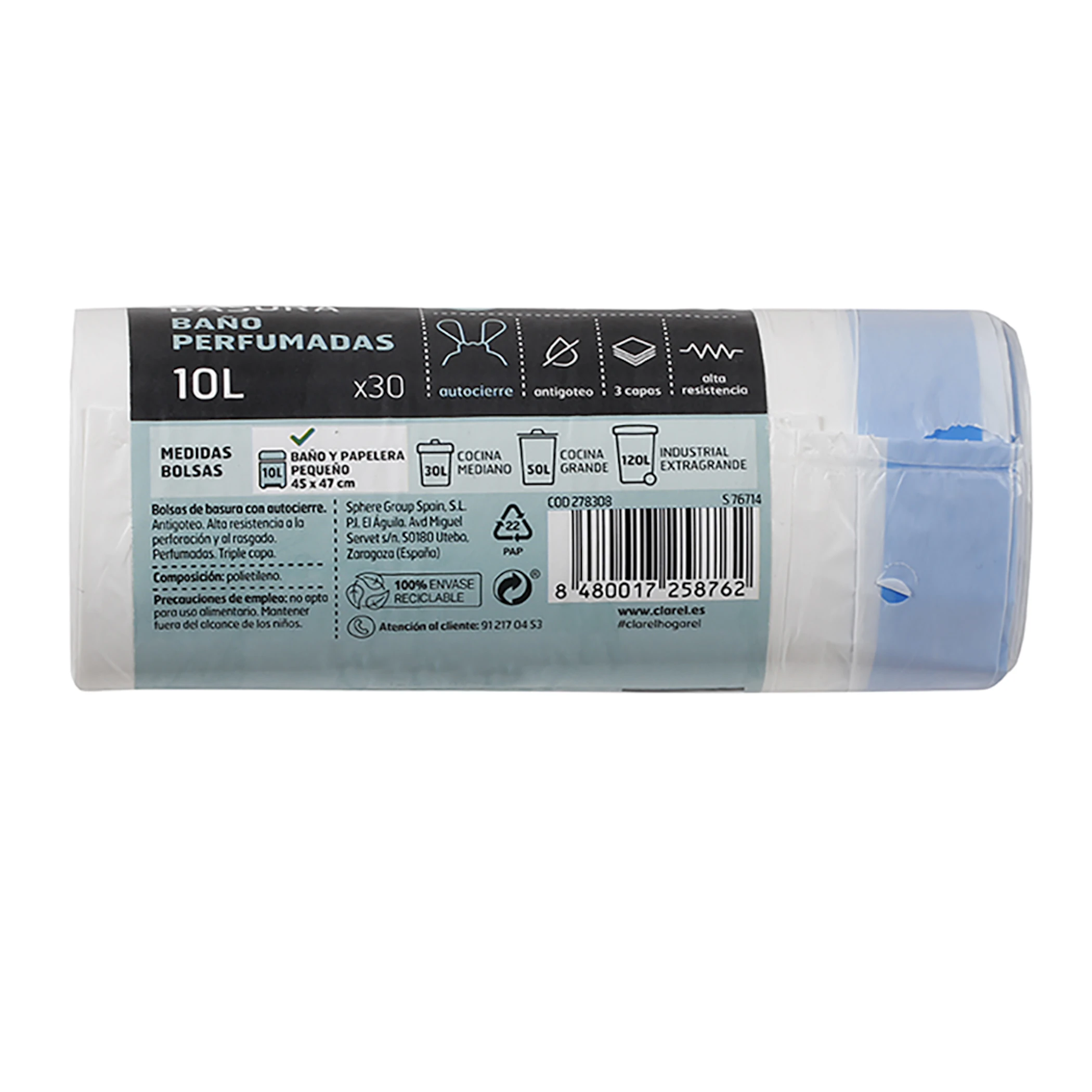 Sacos Do Lixo Banho Perfumados 10L Hogarel 30 unid.