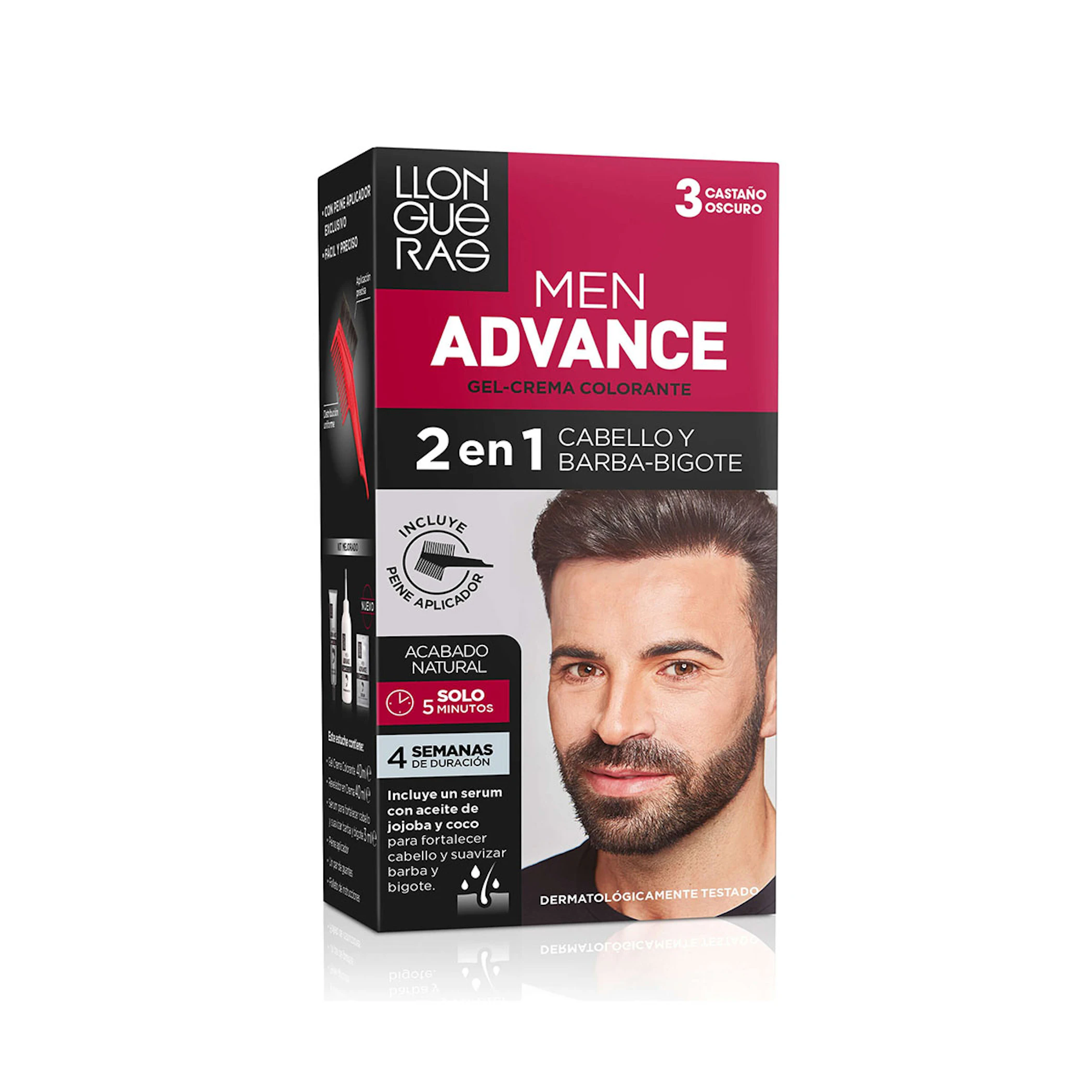 Gel-Crema Colorante Men Advance Llongueras 3 Castaño Oscuro 0
