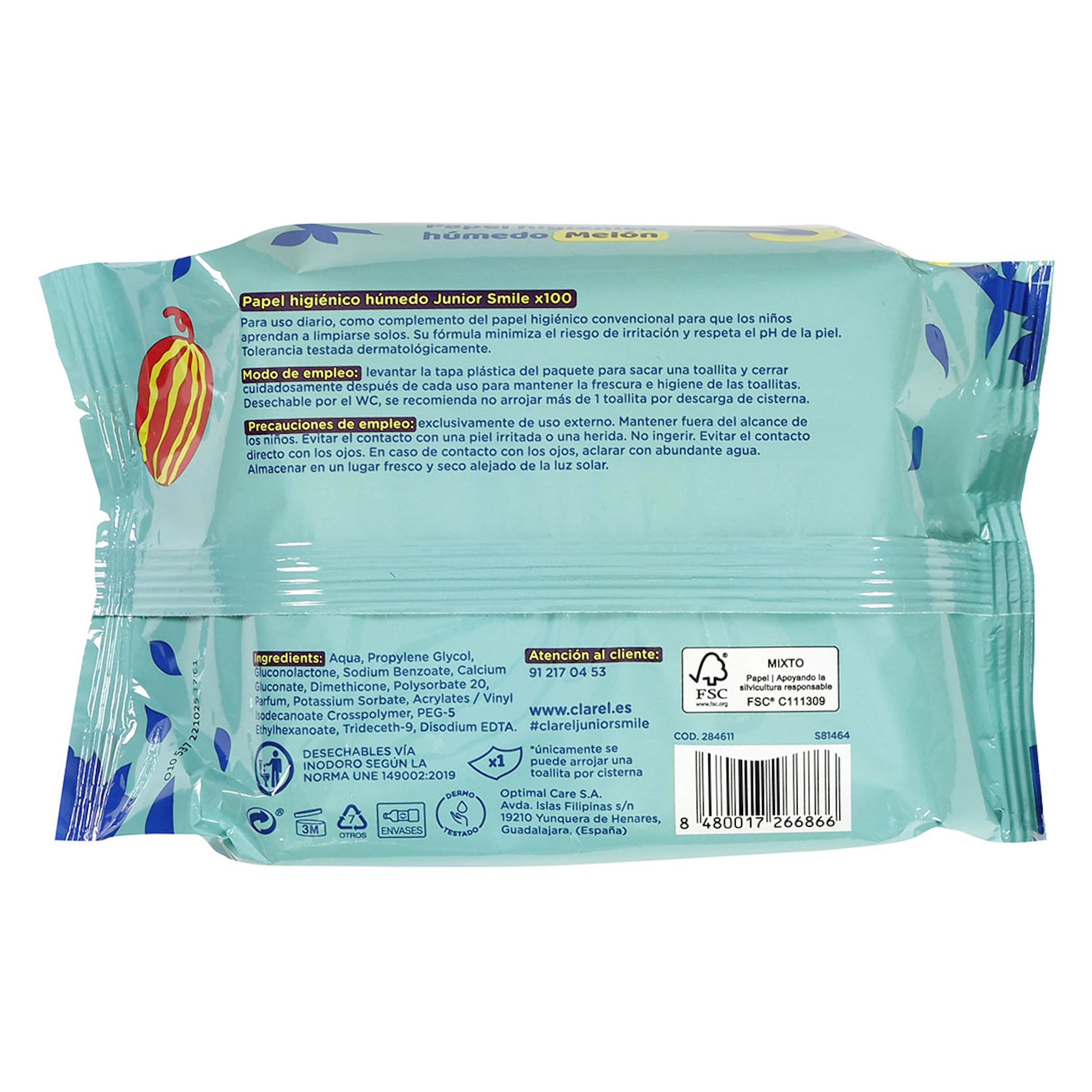 Papel Higiénico Húmedo Melón Juniorsmile 100 Uds