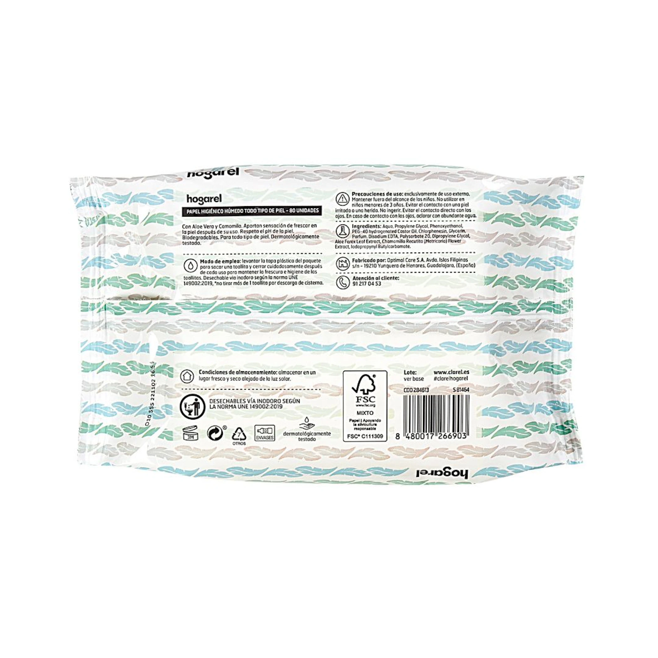 Papel Higiénico Húmido Todo Tipo De Pele Hogarel 80 unid.