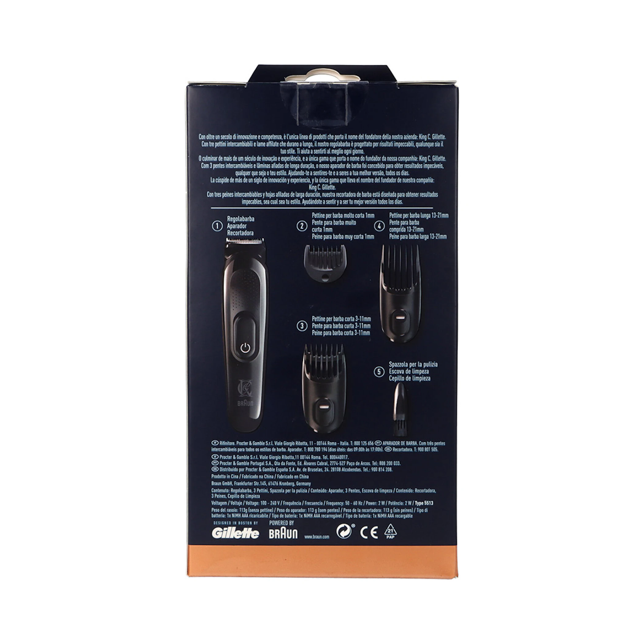 Recortadora De Barba + 3 Cabezales King C Gillette