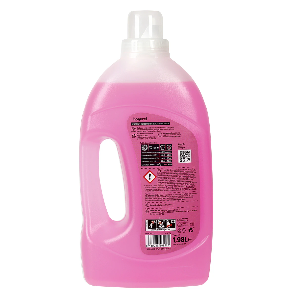 Detergente Líquido Prendas Delicadas Hogarel 66 Lv