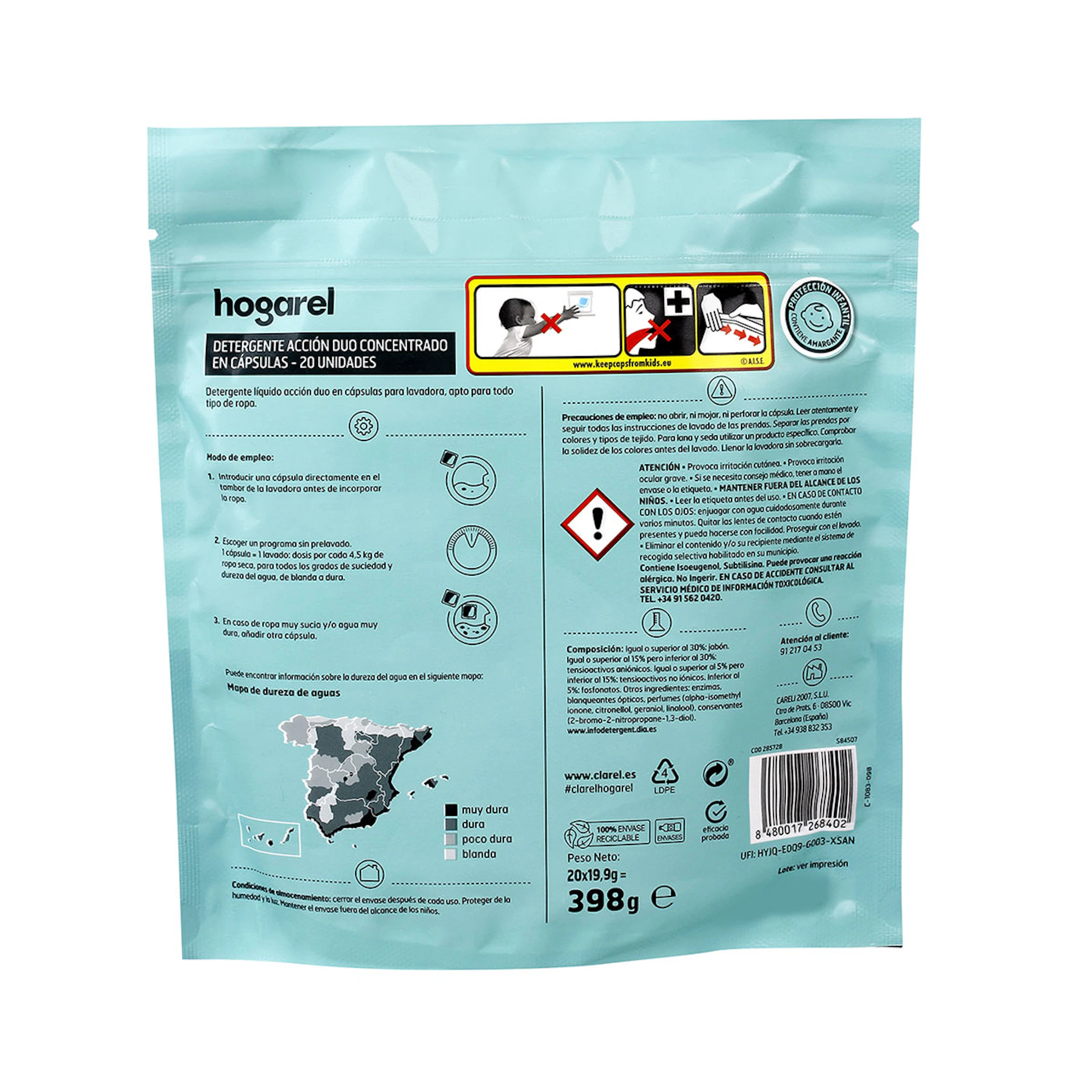 Detergente En Cápsulas Acción Duo Hogarel 20 Lv
