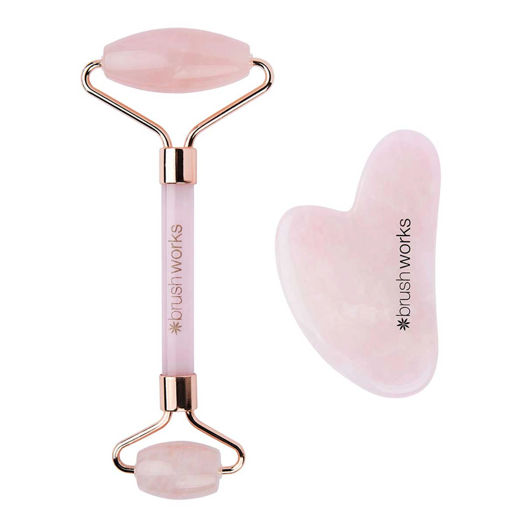 Rolo Facial Quartzo Rosa E Gua Sha Brushworks 0
