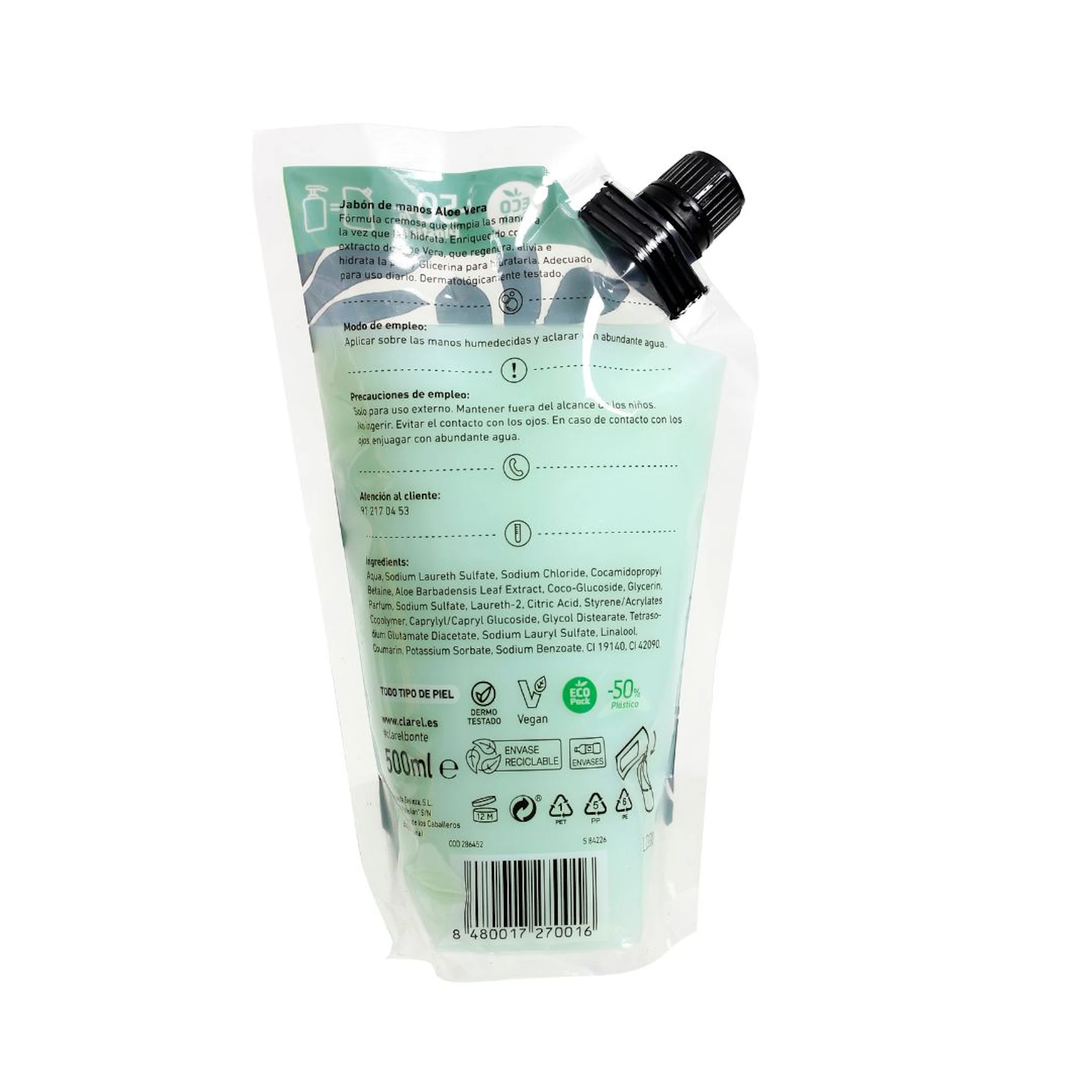 Recambio Jabón De Manos Líquido Aloe Vera Bonté 500Ml