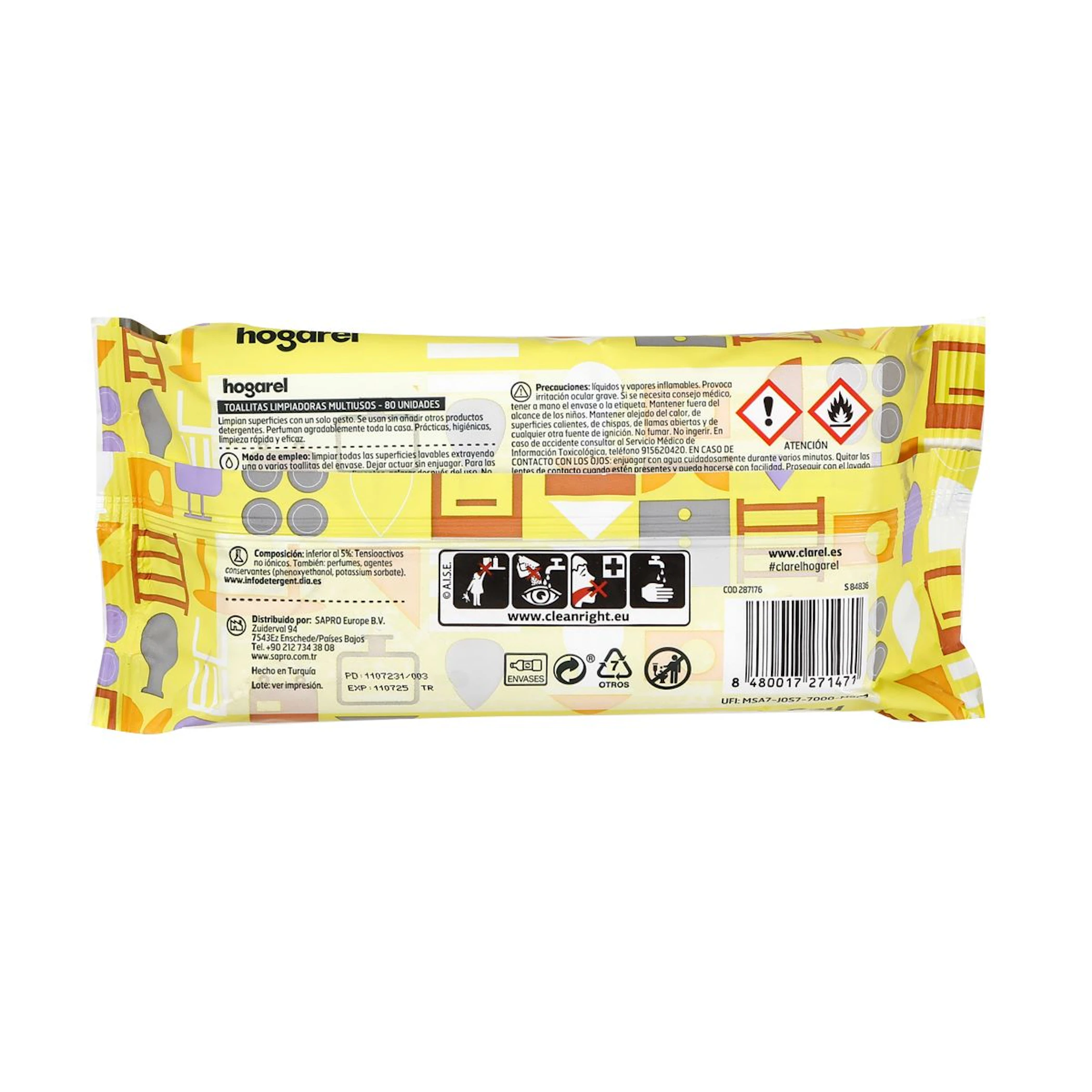 Toallitas Limpiadoras Multiusos Hogarel 80 Uds