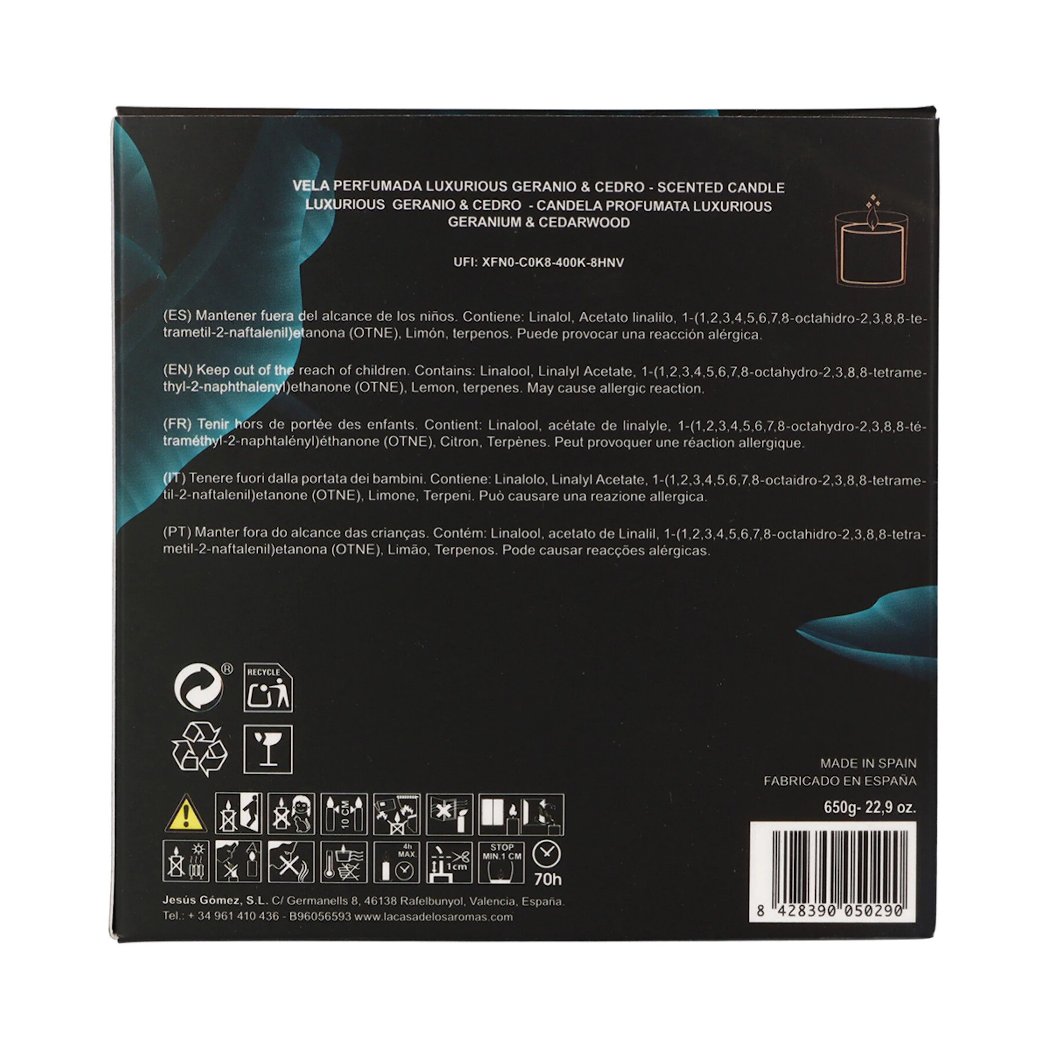 Vela Perfumada Luxurious Geranio Y Cedro La Casa De Los Aromas