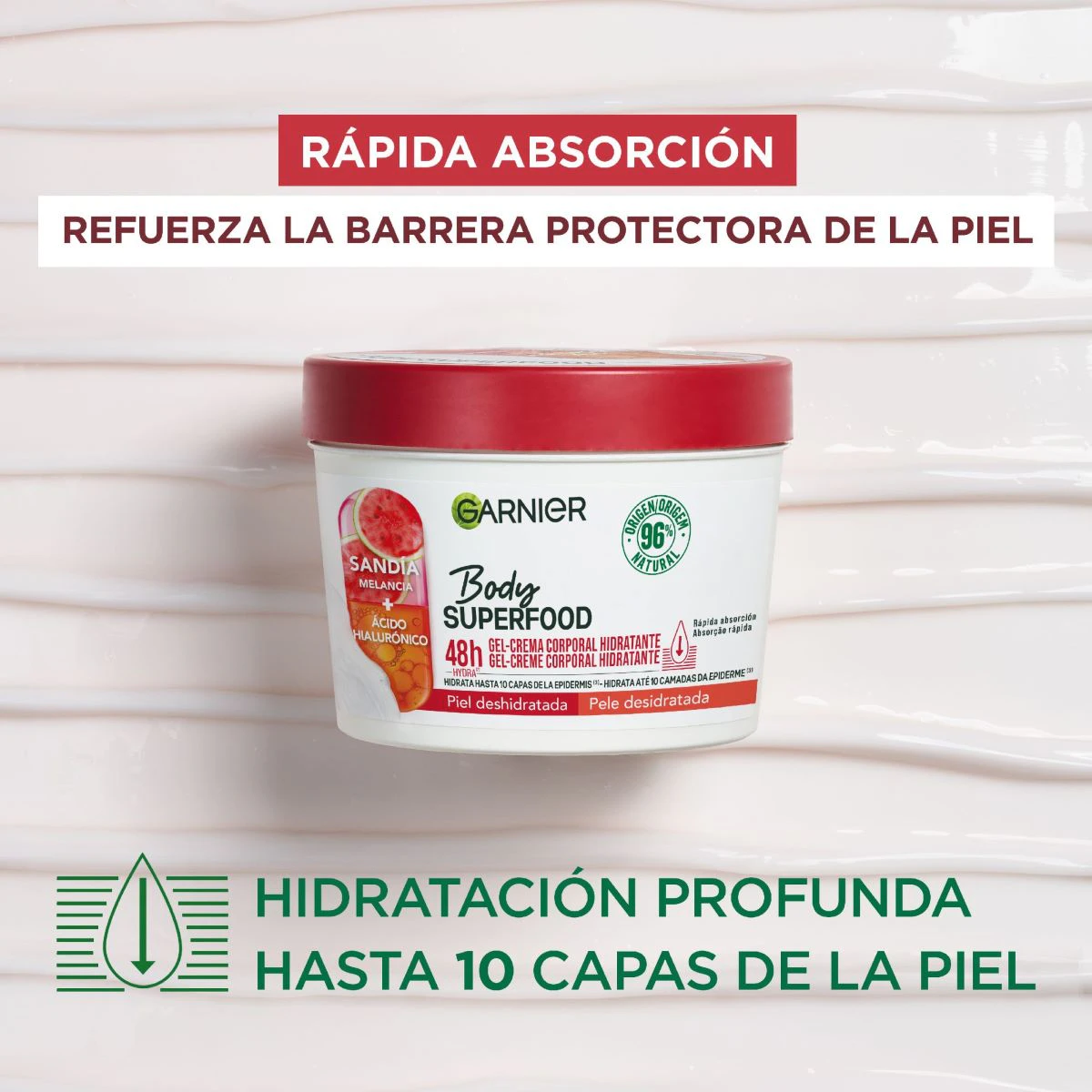 Gel-Crema Body SuperFood Hidratante Sandía Garnier 380Ml