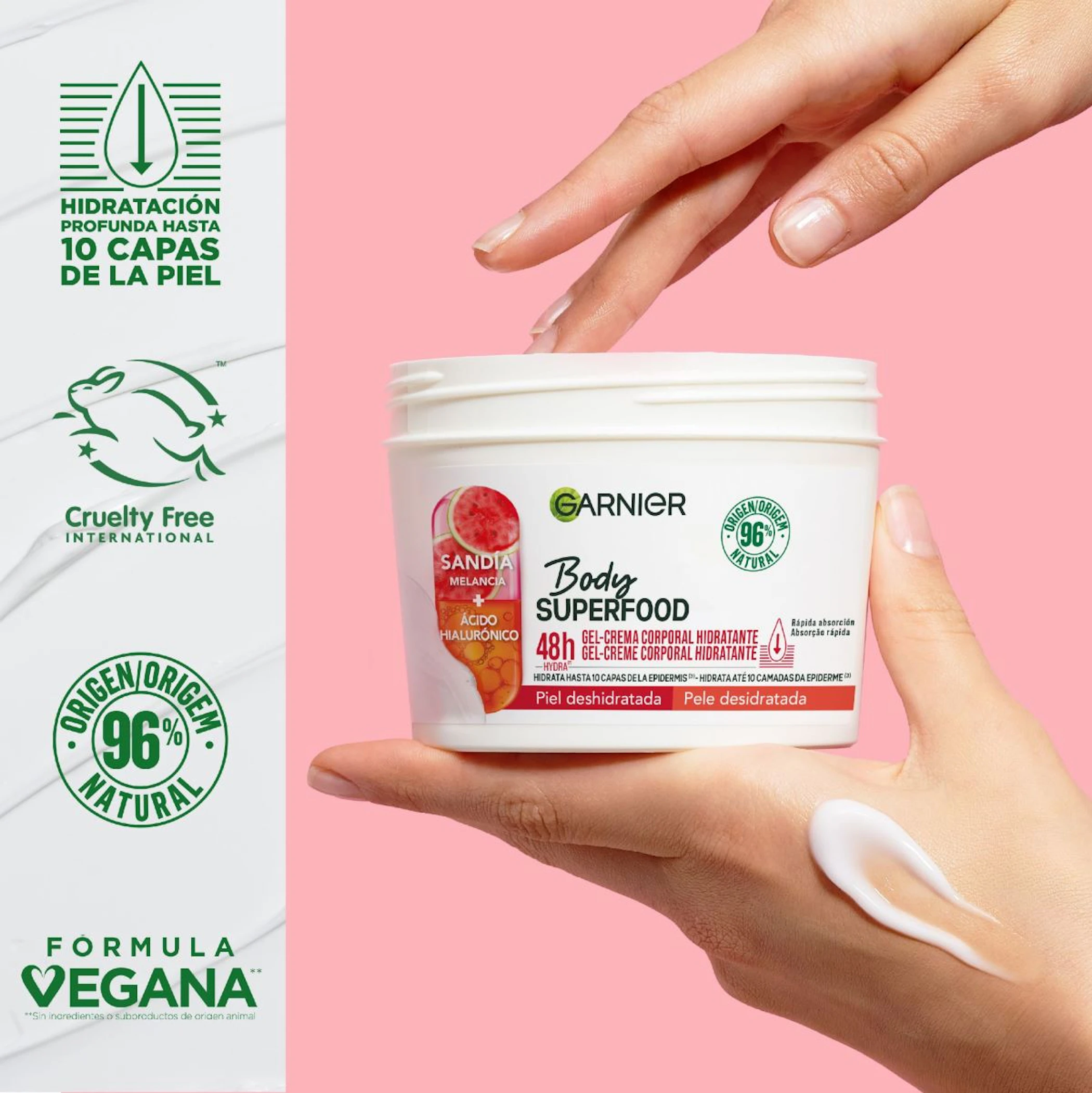 Gel-Crema Body SuperFood Hidratante Sandía Garnier 380Ml